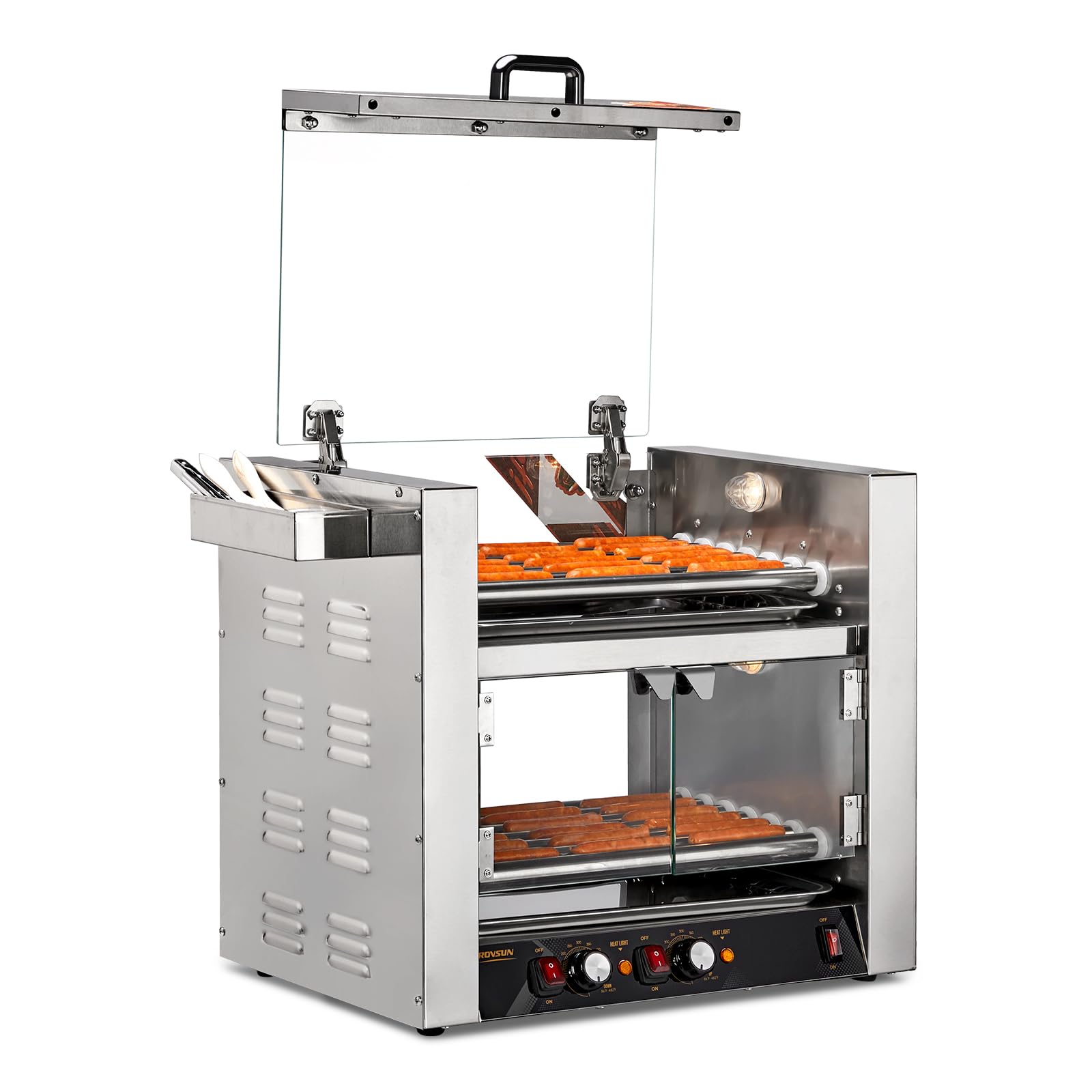 ROVSUN 2-Tier 14 Rollers 2,100W 110V 36 Hot Dog Roller Grill