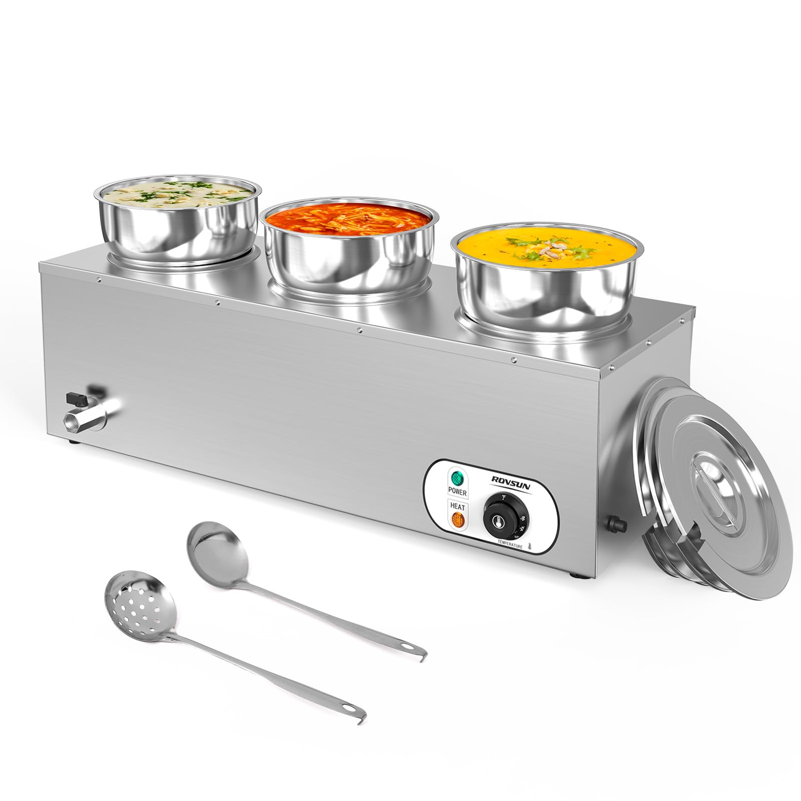 ROVSUN 22 QT 1,200W 110V Electric Soup Warmer Steam Table Countertop