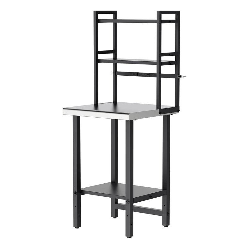 ROVSUN 24 x 24 Inch Stainless Steel Table with 2 Tier Shelves Freestanding