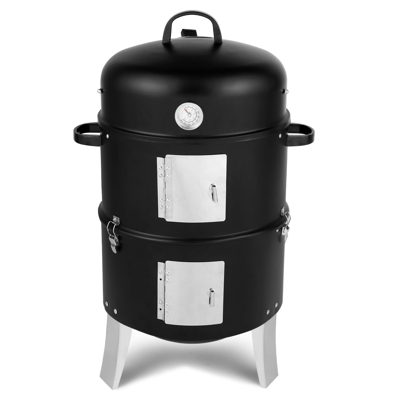 3-in-1 Vertical Charcoal Grill Outdoor BBQ Charcoal Smoker