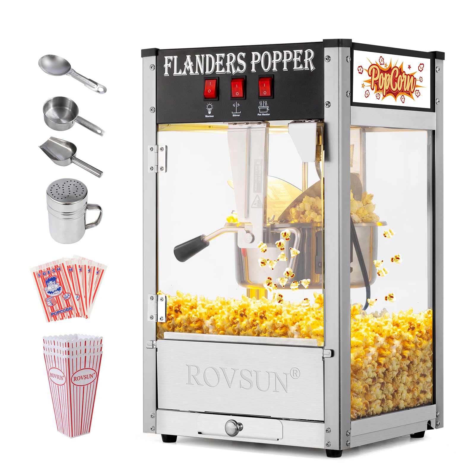 ROVSUN 8 oz Black Popcorn Machine Countertop