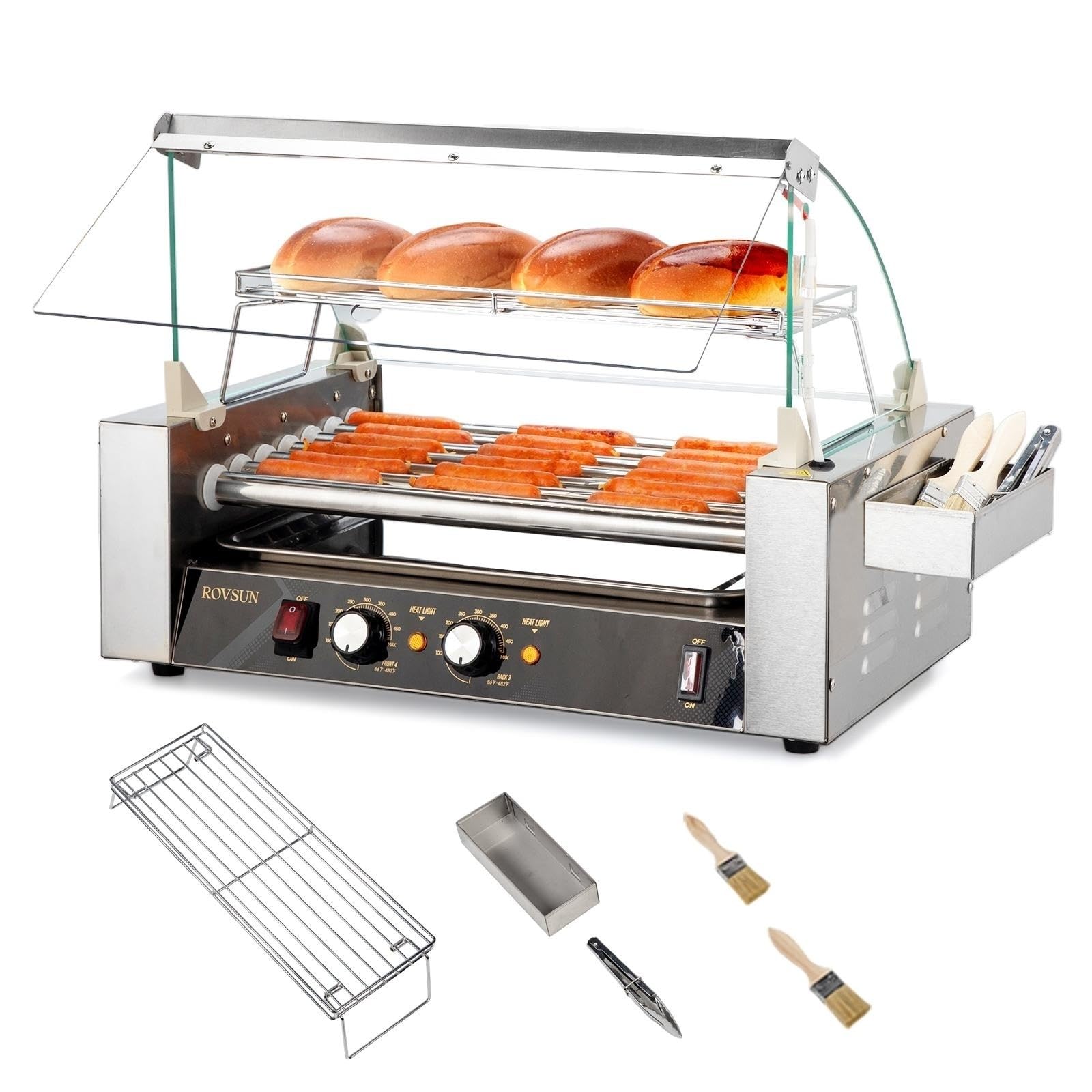 ROVSUN 7 Rollers 1,050W 110V 18 Hot Dog Roller Grill