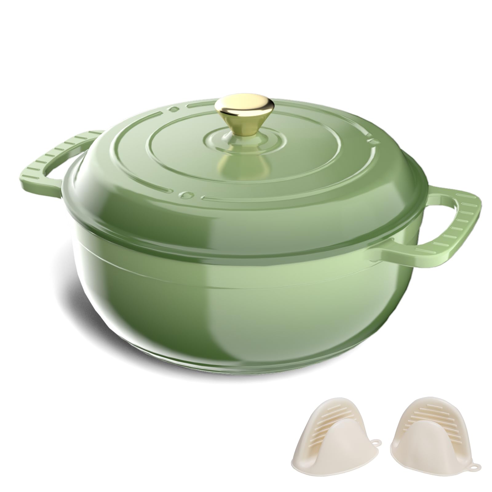 ROVSUN 6 QT Enameled Cast Iron Round Dutch Oven Sage Green