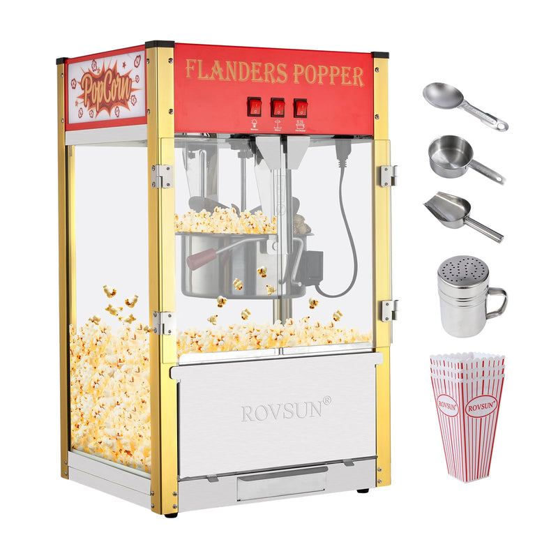 ROVSUN 1400W 120V 12oz Kettle Popcorn Machine Maker Countertop Red