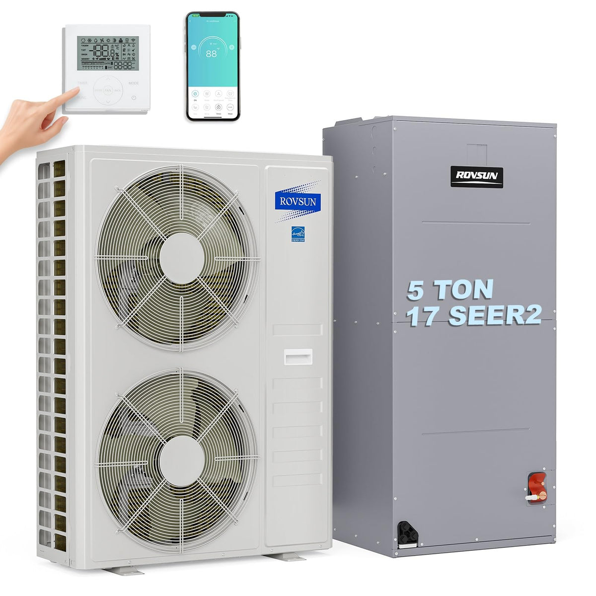 ROVSUN 54000 BTU Ducted Central Air Conditioner with Heat Pump & Inverter