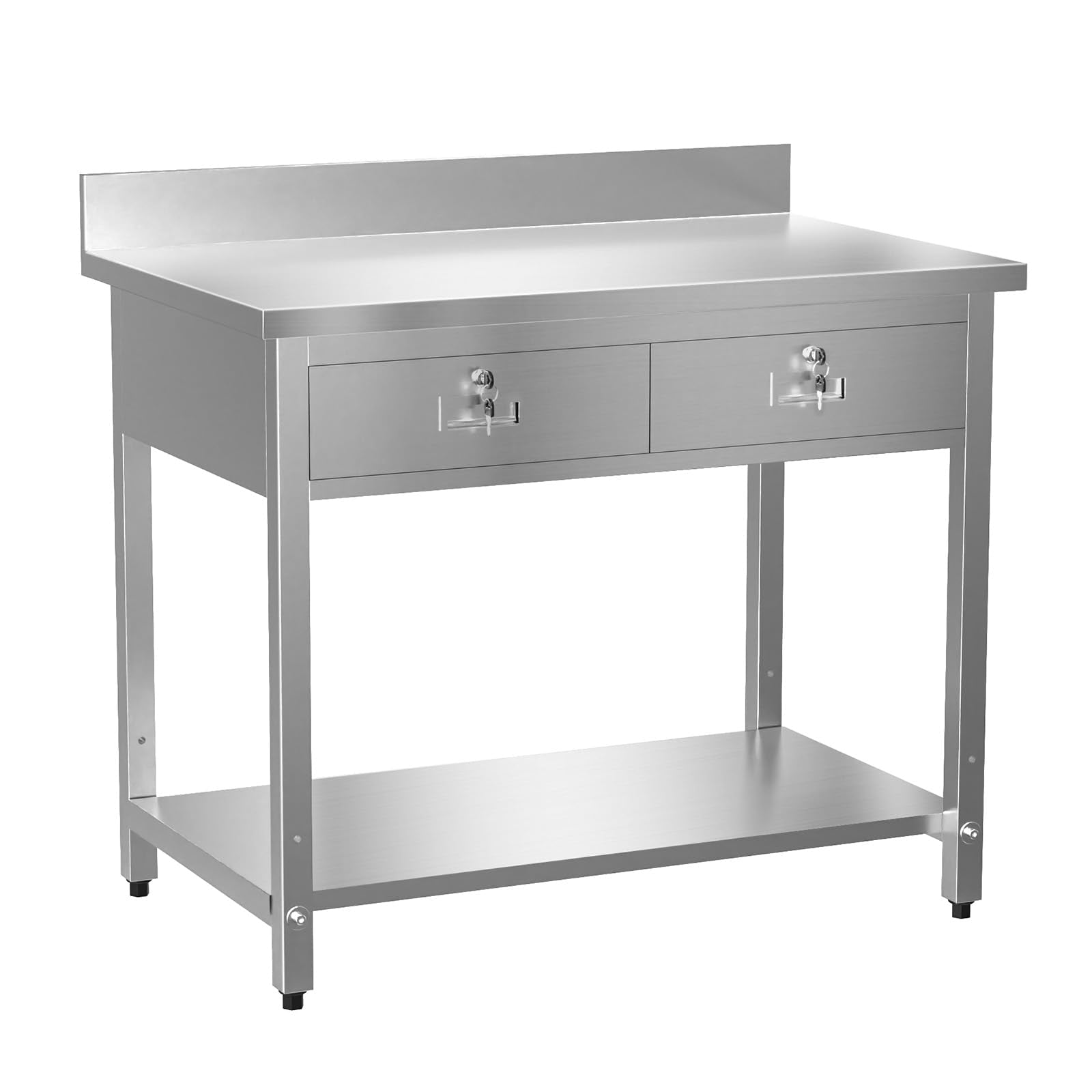 ROVSUN 42" x 26" Stainless Steel Work Table with 2 Drawers