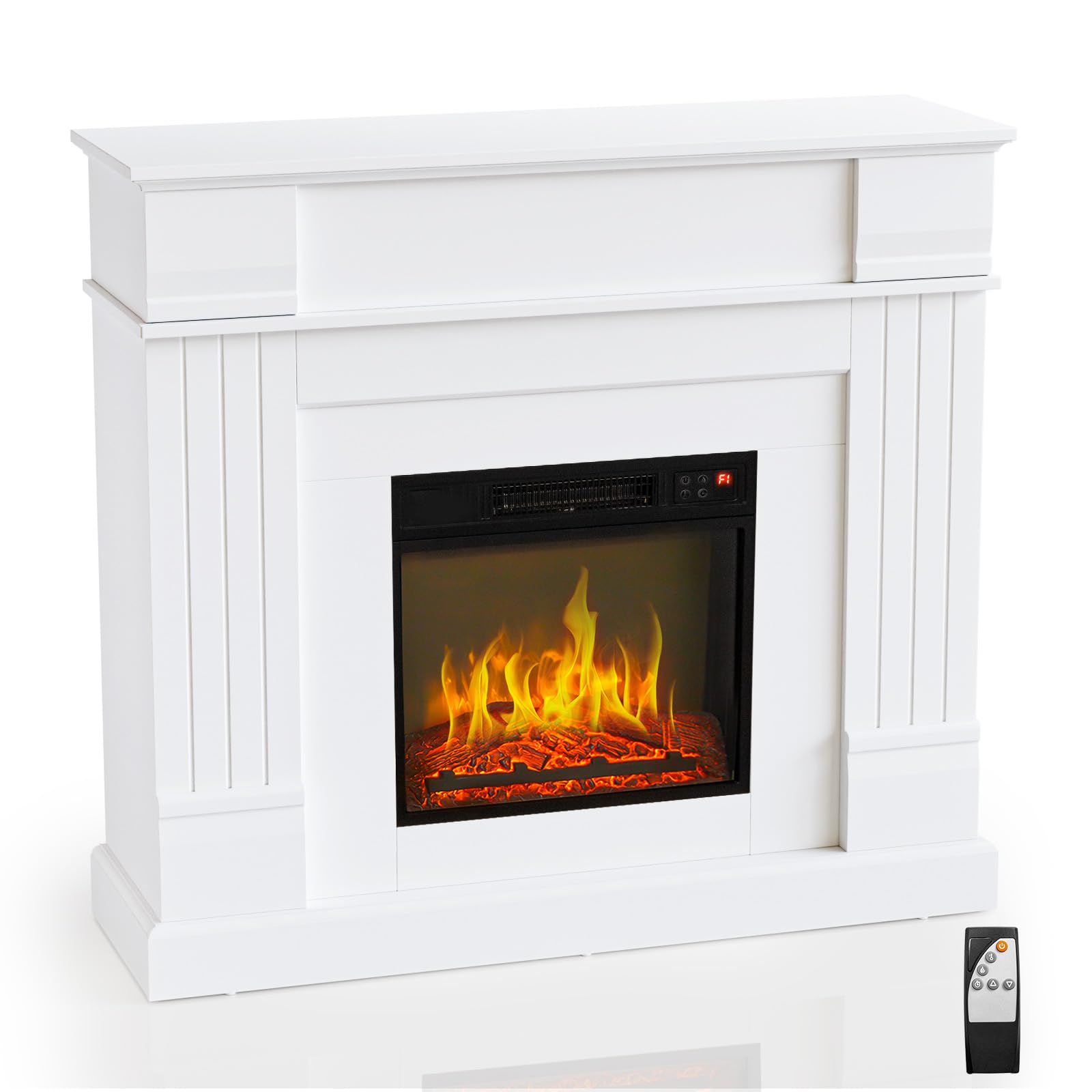 ROVSUN 43'' High 1400W 120V Electric Fireplace with Mantel & Remote