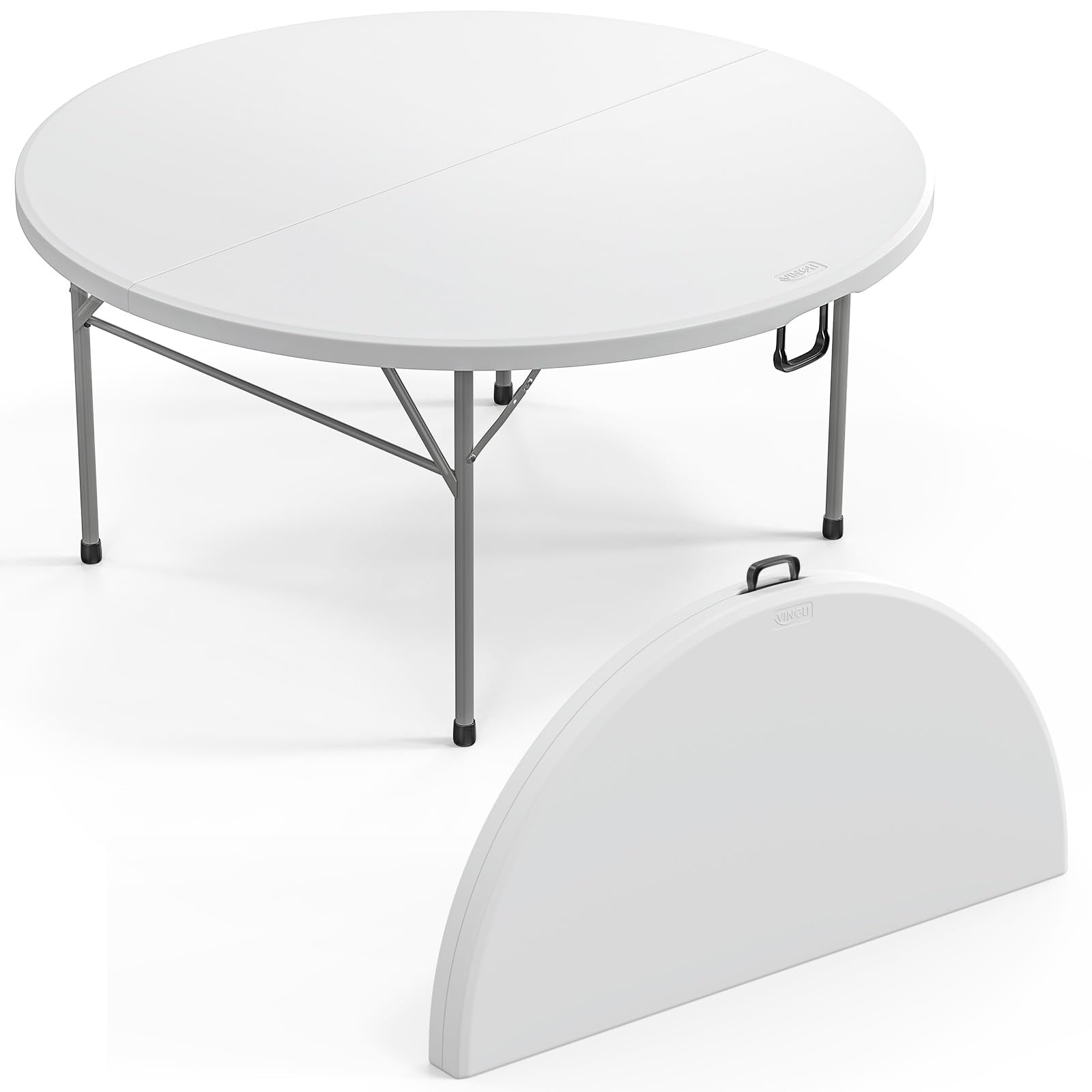 60" Round Bi-Folding Portable Plastic Dining Card Table