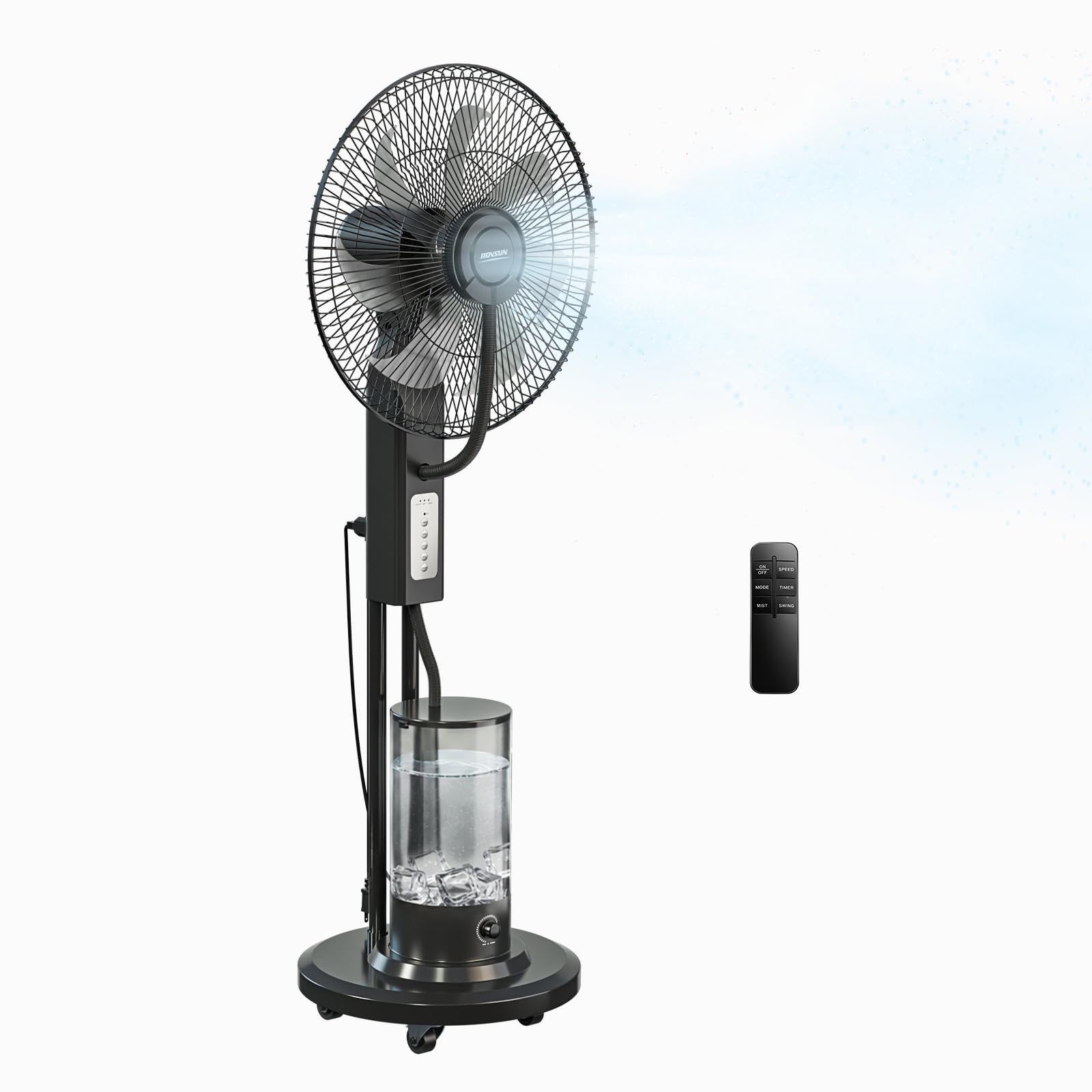 ROVSUN 18" 90W 110V Industrial Pedestal Misting Fan with Water Tank