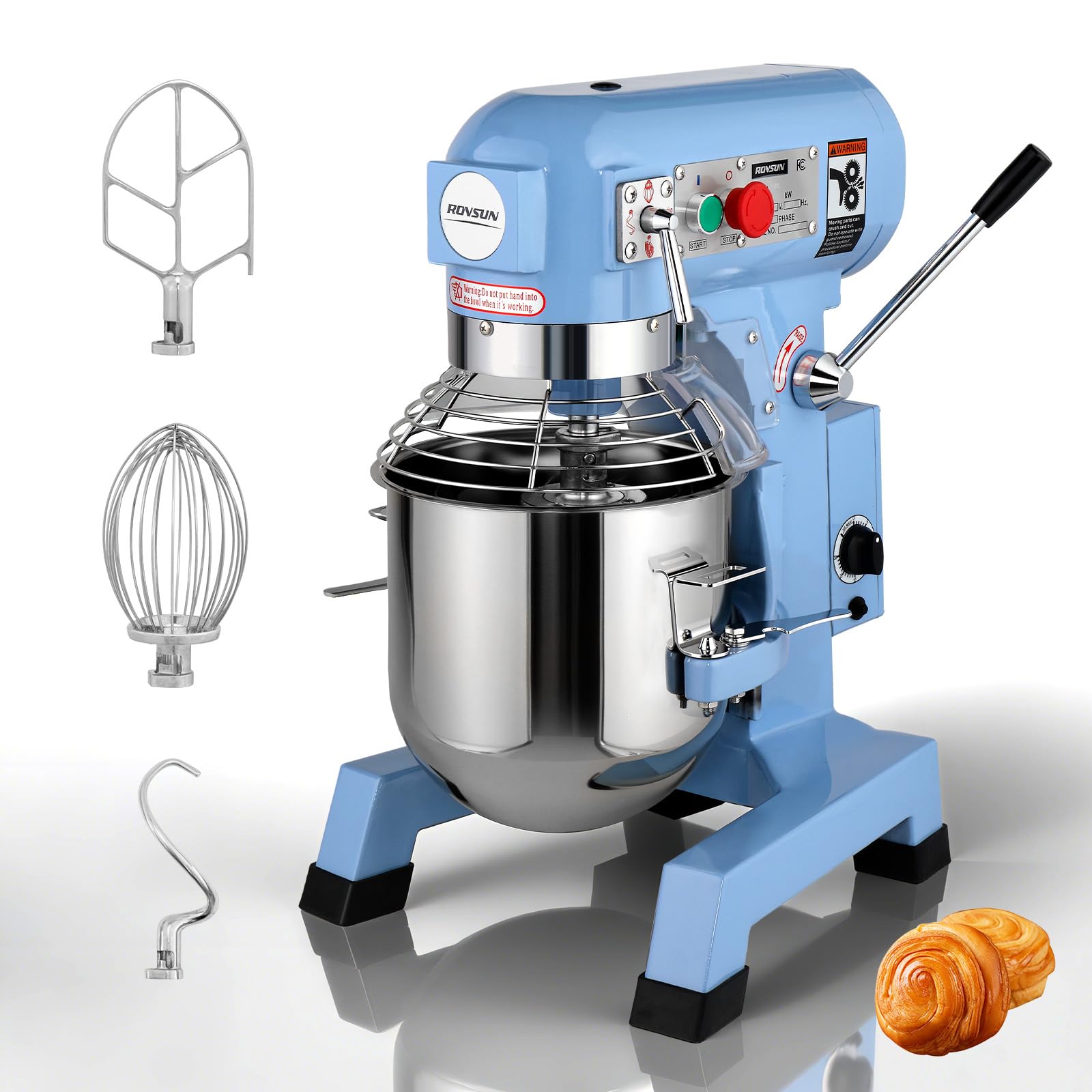ROVSUN 10 QT 550W 110V Commercial Dough Mixer with 3 Speed Blue