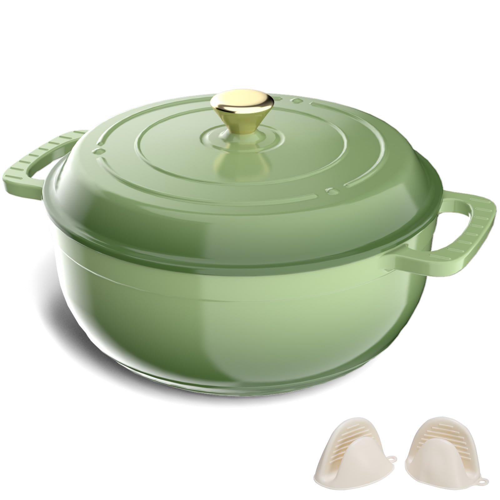 ROVSUN 7.5 QT Enameled Cast Iron Round Dutch Oven Sage Green
