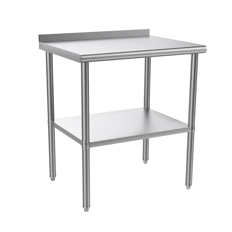 ROVSUN 30 x 24 Inch Stainless Steel Table with Undershelf & Backsplash