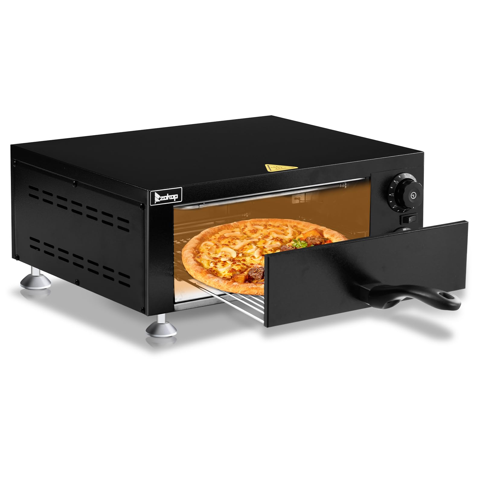 12" 1100W 110V Single Deck Pizza Oven Countertop Black