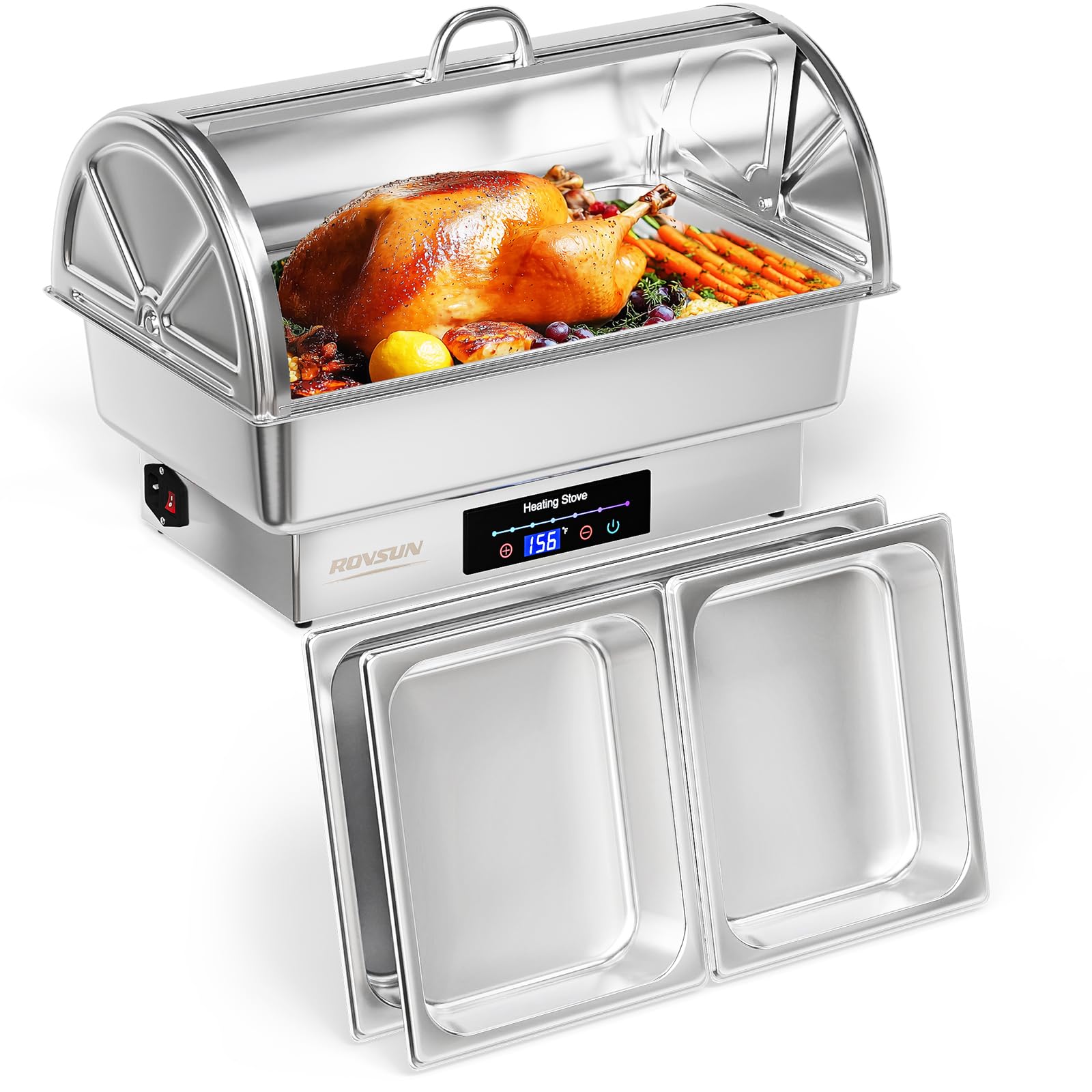 Elektrisches Chafing Dish Buffet Set, Buffet Server aus Edelstahl, Speisenwärer it Teperaturkontrolle für Buffets Elektrisches Chafing Dish Buffet Set, Buffet Server aus Edelstahl, Speisenwärer it Teperaturkontrolle für Buffets