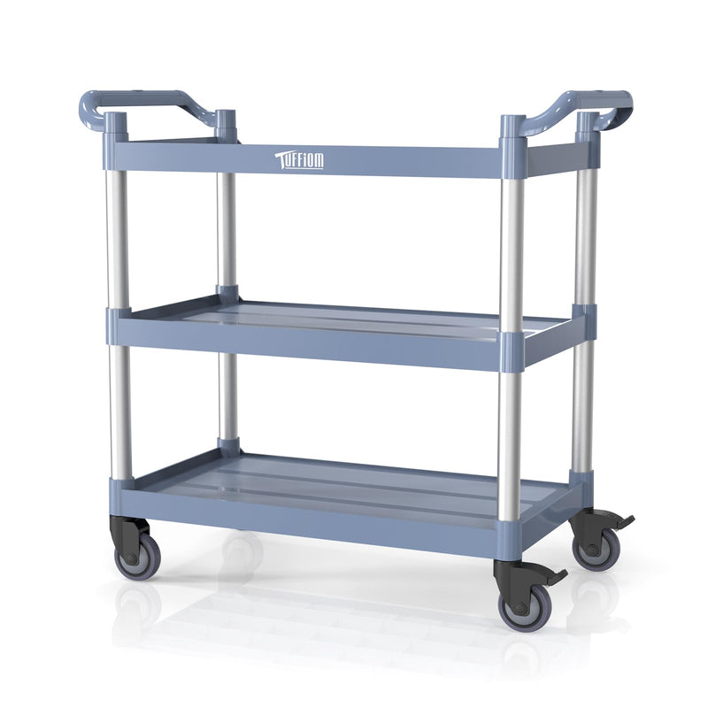 ROVSUN 3 Tier Large 450lbs Capacity Shelf Plastic Utility Cart with Wheels Grey