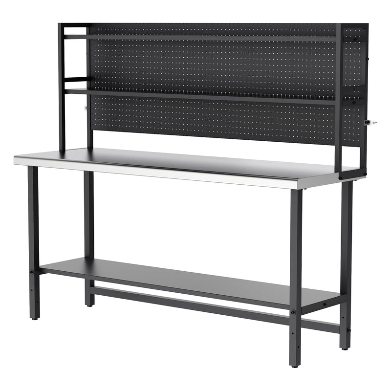 ROVSUN 70 x 24 Inch Stainless Steel Table with 2 Tier Shelves Freestanding