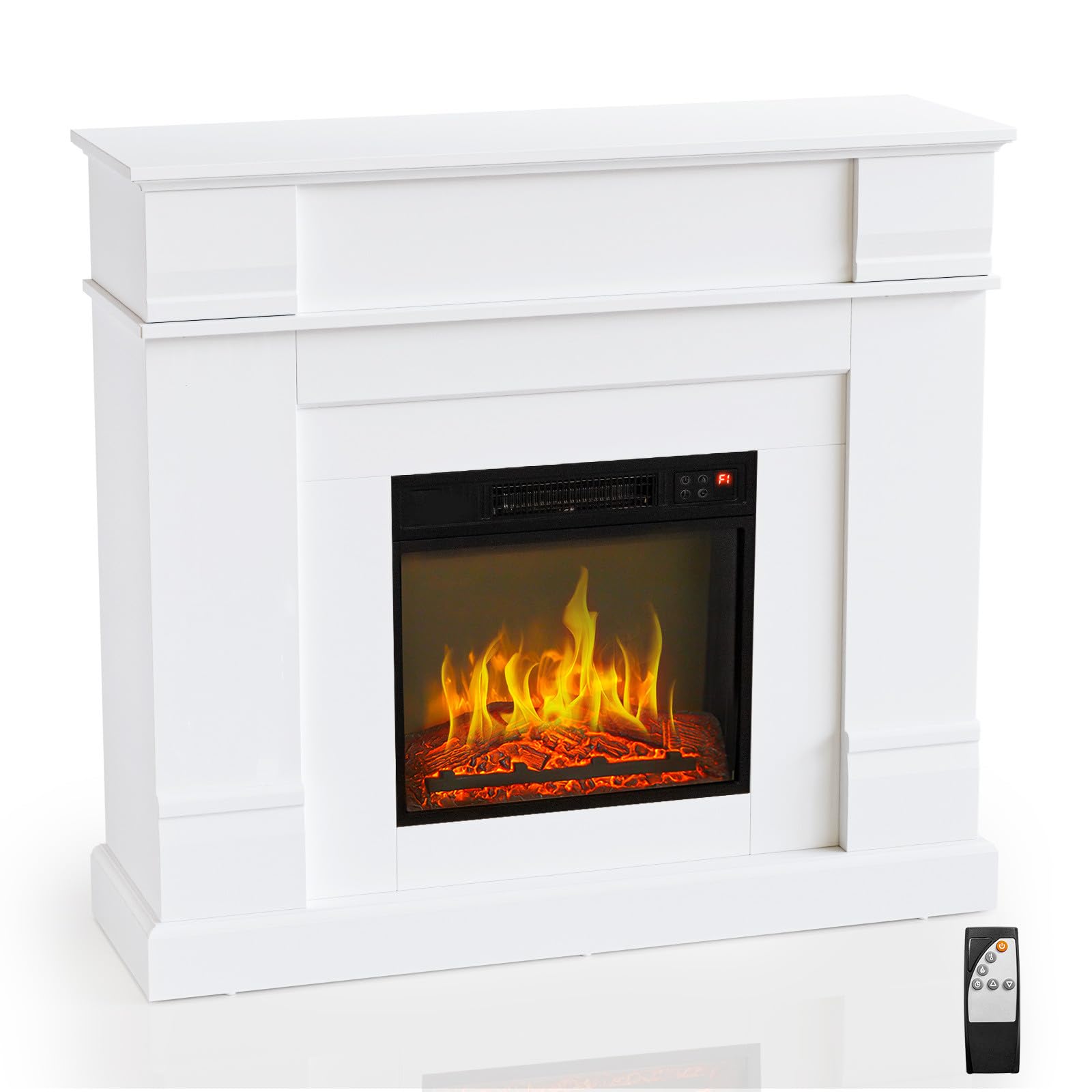 ROVSUN 47'' High 1400W 120V Electric Fireplace with Mantel & Remote
