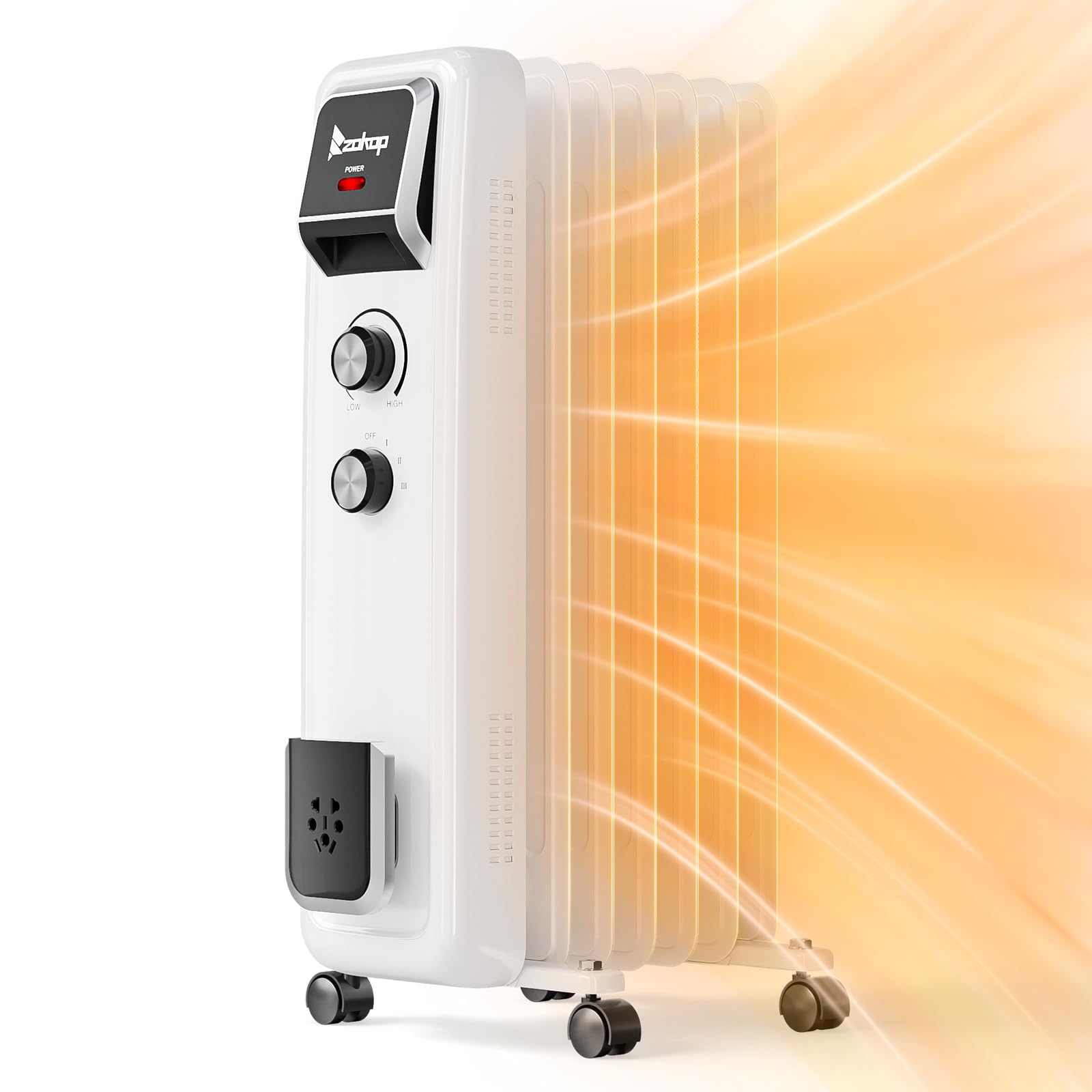 ROVSUN 1500W 120V Oil Filled Radiator Heater with Remote & APP White
