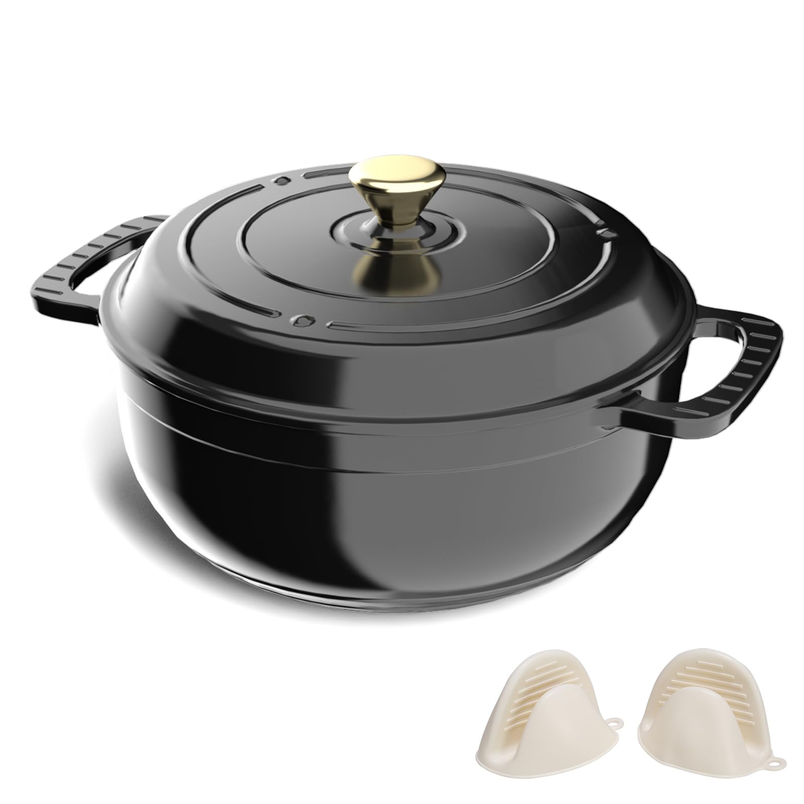 ROVSUN 6 QT Enameled Cast Iron Round Dutch Oven Black