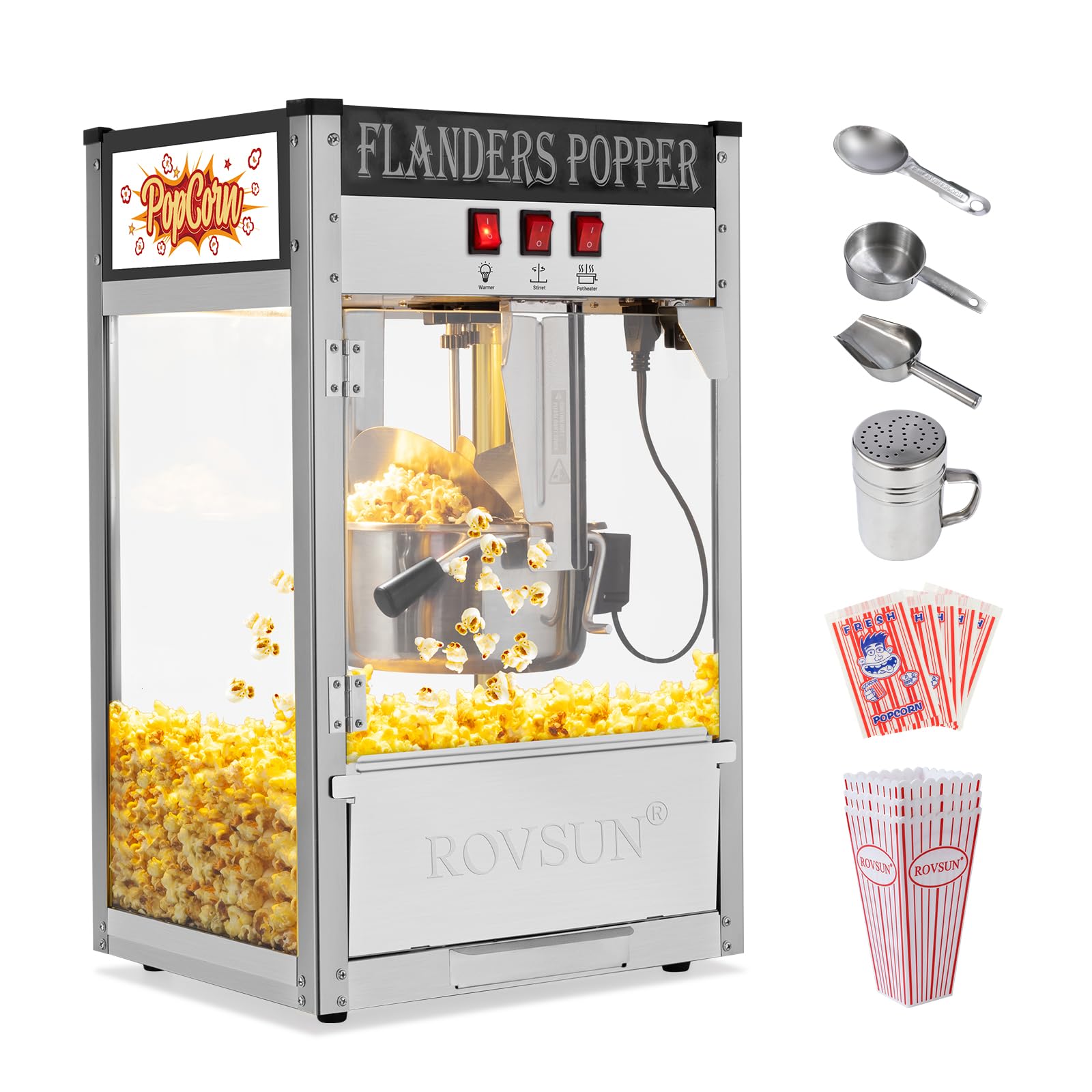 ROVSUN 10 oz Black Popcorn Machine Countertop