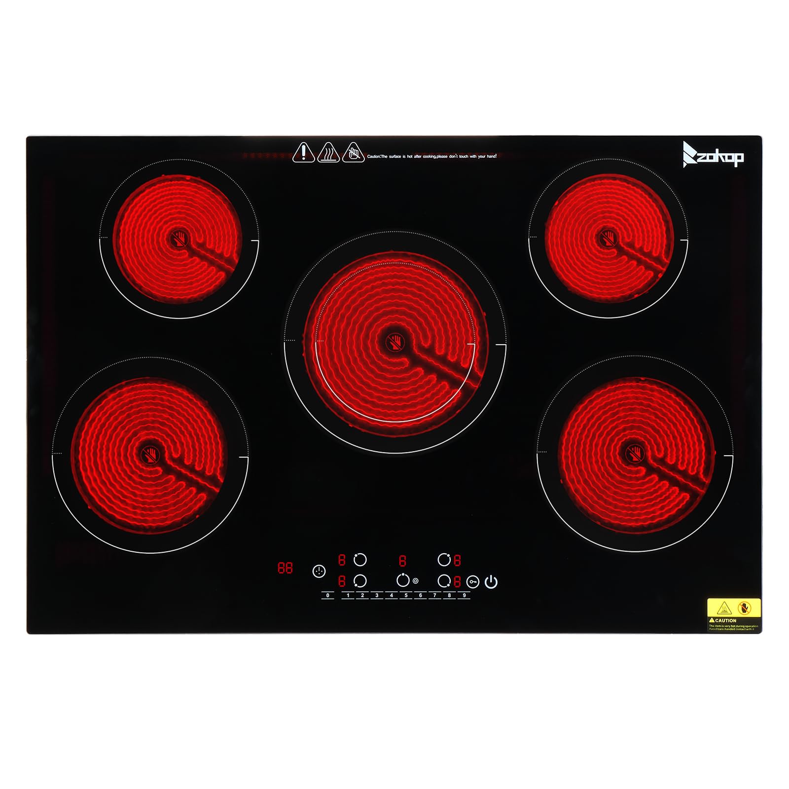 30" 5 Burners 7600W 220V Electric Ceramic Cooktop