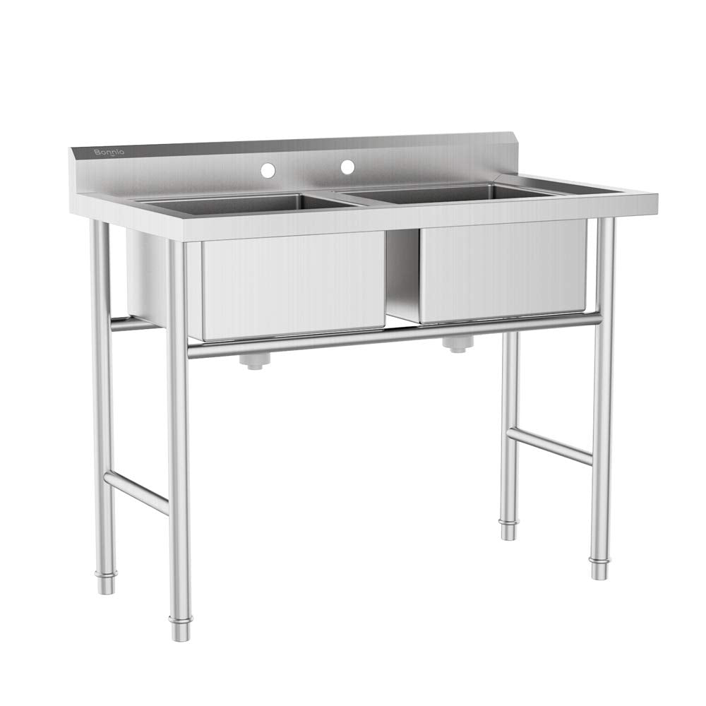 ROVSUN 36" x 21" 2 Compartment 304 Stainless Steel Sink Kitchen Restaurant