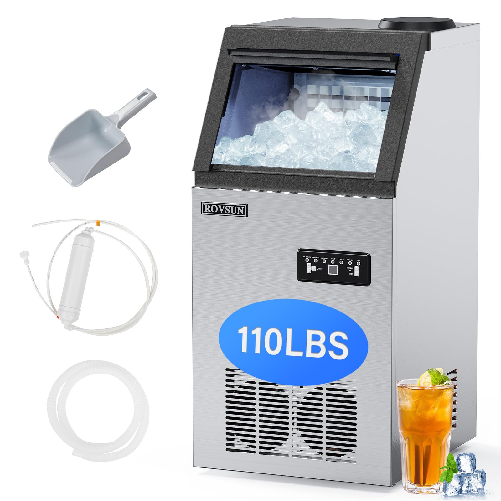 ROVSUN 14" 110 lbs Air Cooled Ice Machine Countertop