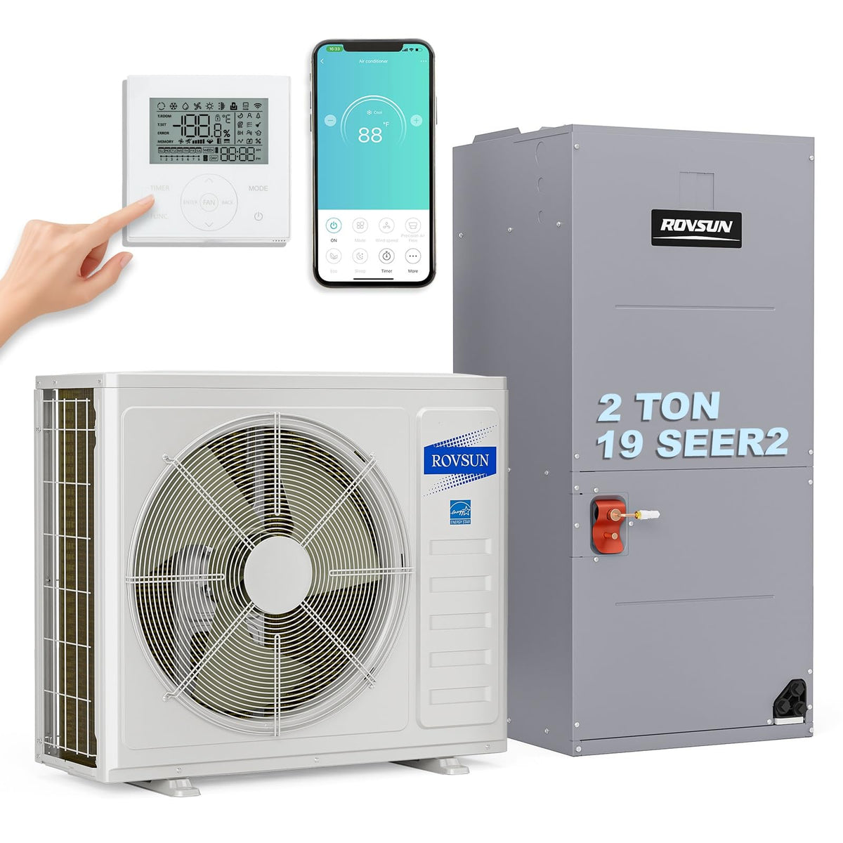 ROVSUN 24000 BTU Ducted Central Air Conditioner with Heat Pump & Inverter