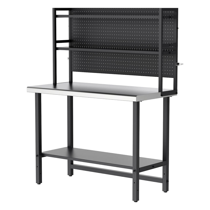 ROVSUN 48 x 24 Inch Stainless Steel Table with 2 Tier Shelves Freestanding