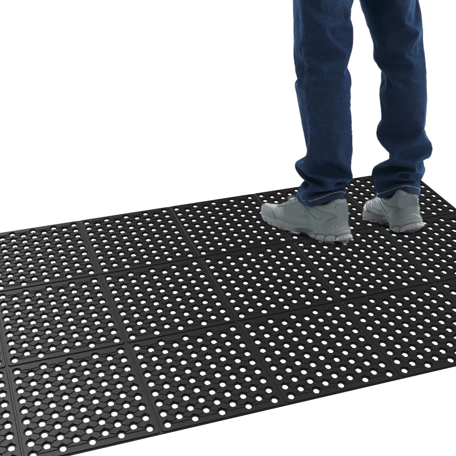ROVSUN 36'' x 236''(3 x 20 FT) Rubber Floor Mat Anti-Fatigue Non-Slip with Holes