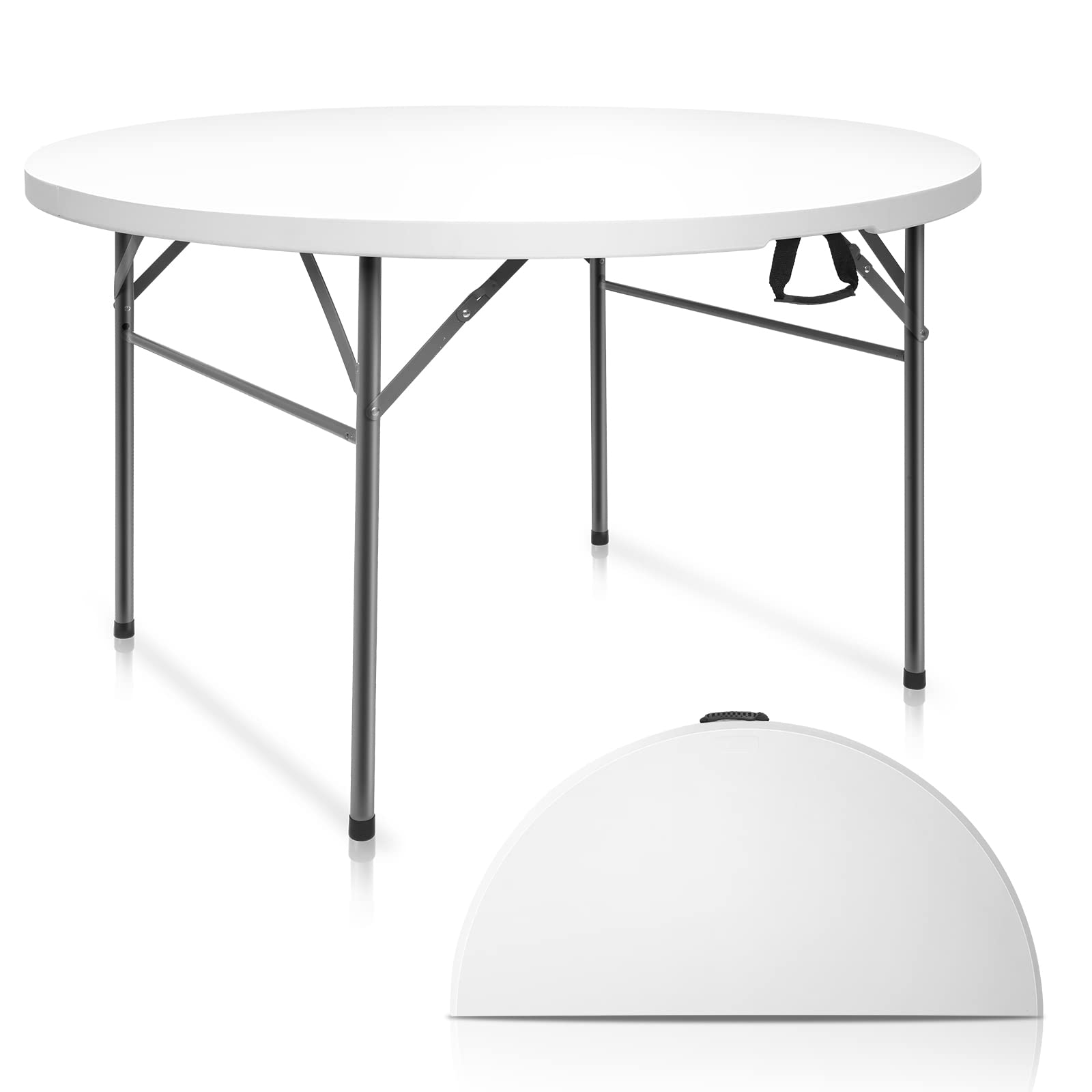 48" Round Bi-Folding Portable Plastic Dining Card Table