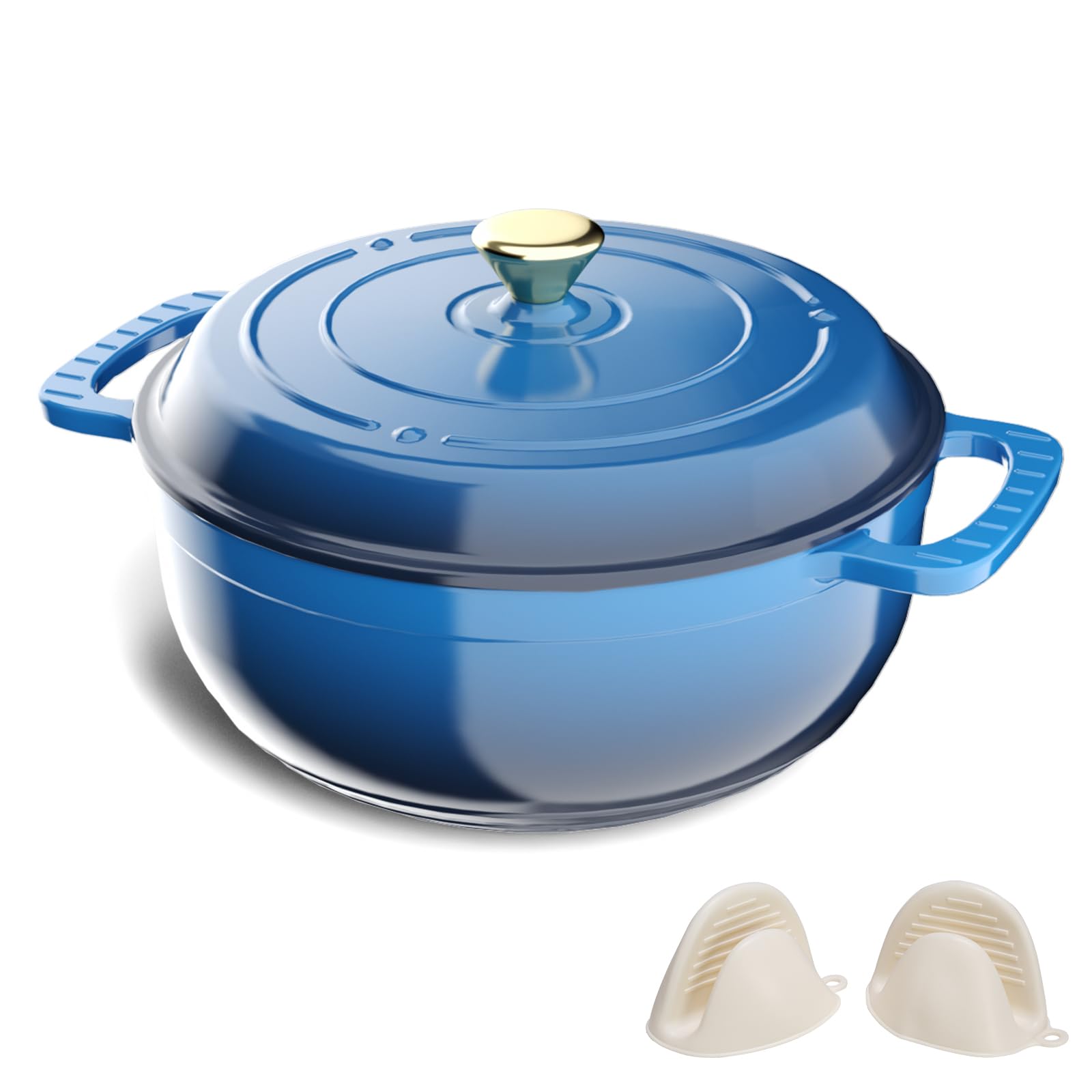 ROVSUN 6 QT Enameled Cast Iron Round Dutch Oven Blue