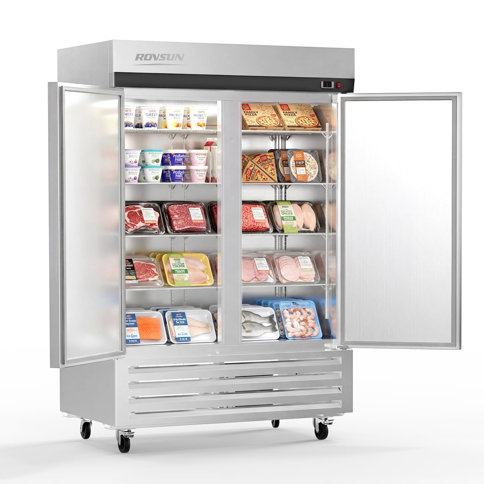 ROVSUN 54" 49 Cu.Ft.Double Door Reach-In Freezer