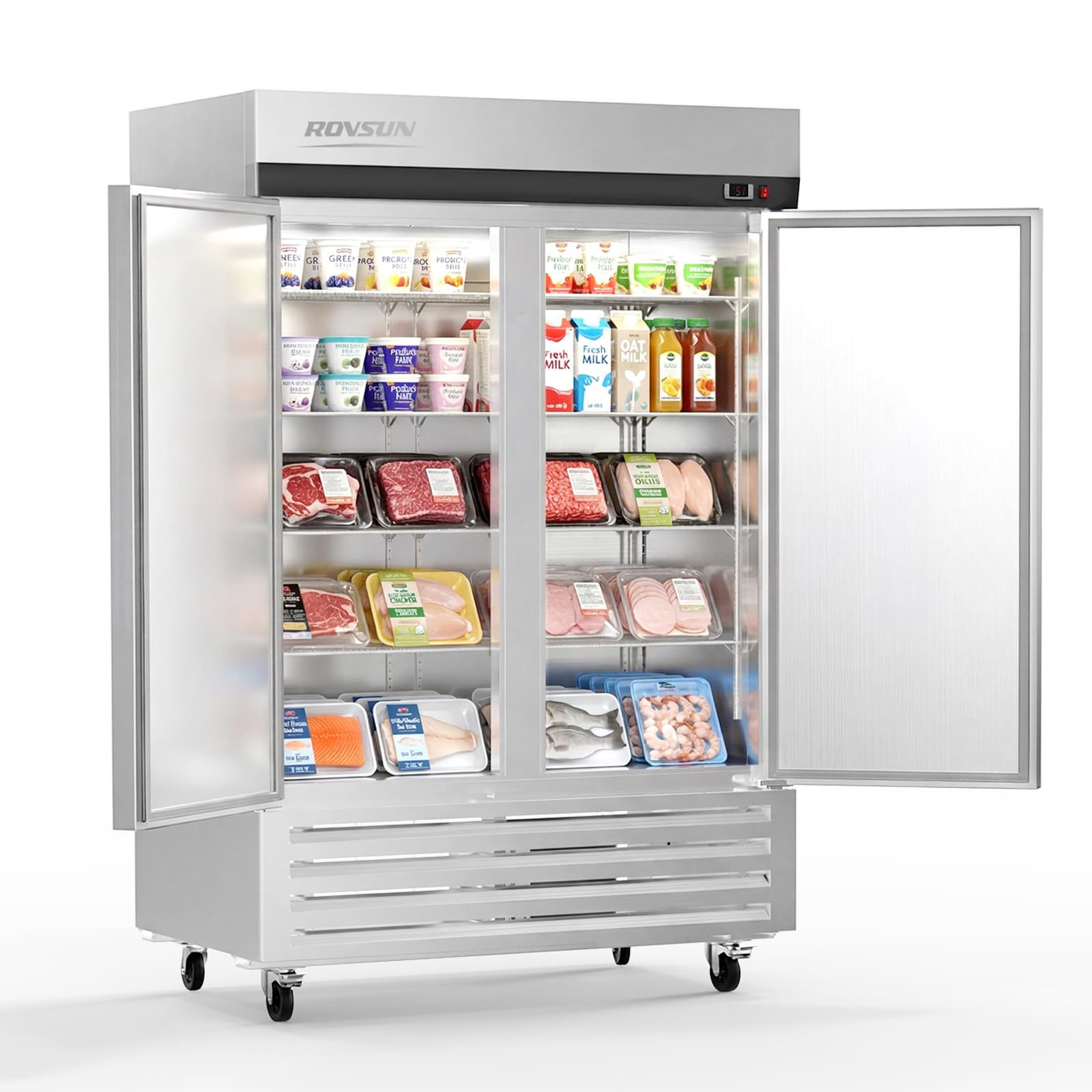ROVSUN 54" 49 Cu.Ft. Double Door Reach-In Refrigerator