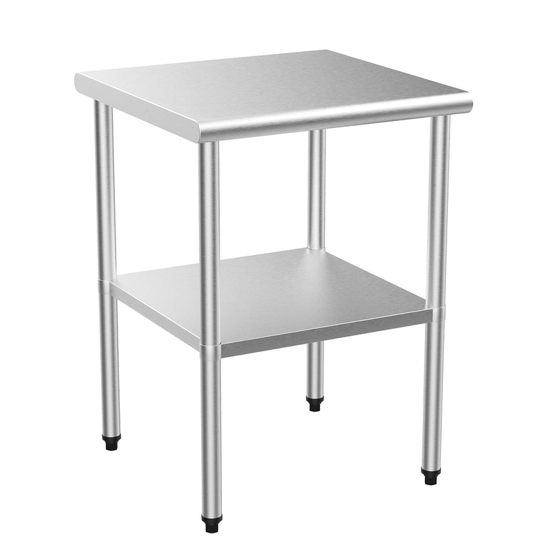 ROVSUN 24 x 24 Inch Stainless Steel Table with Undershelf