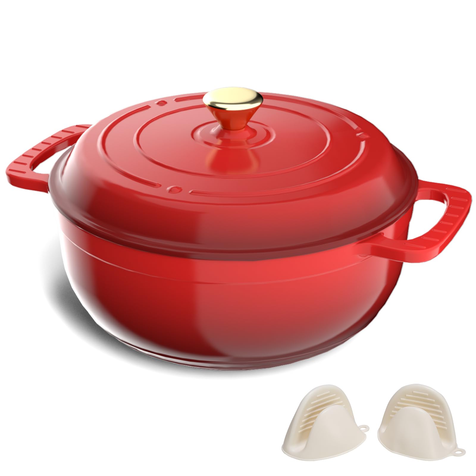 ROVSUN 6 QT Enameled Cast Iron Round Dutch Oven Red