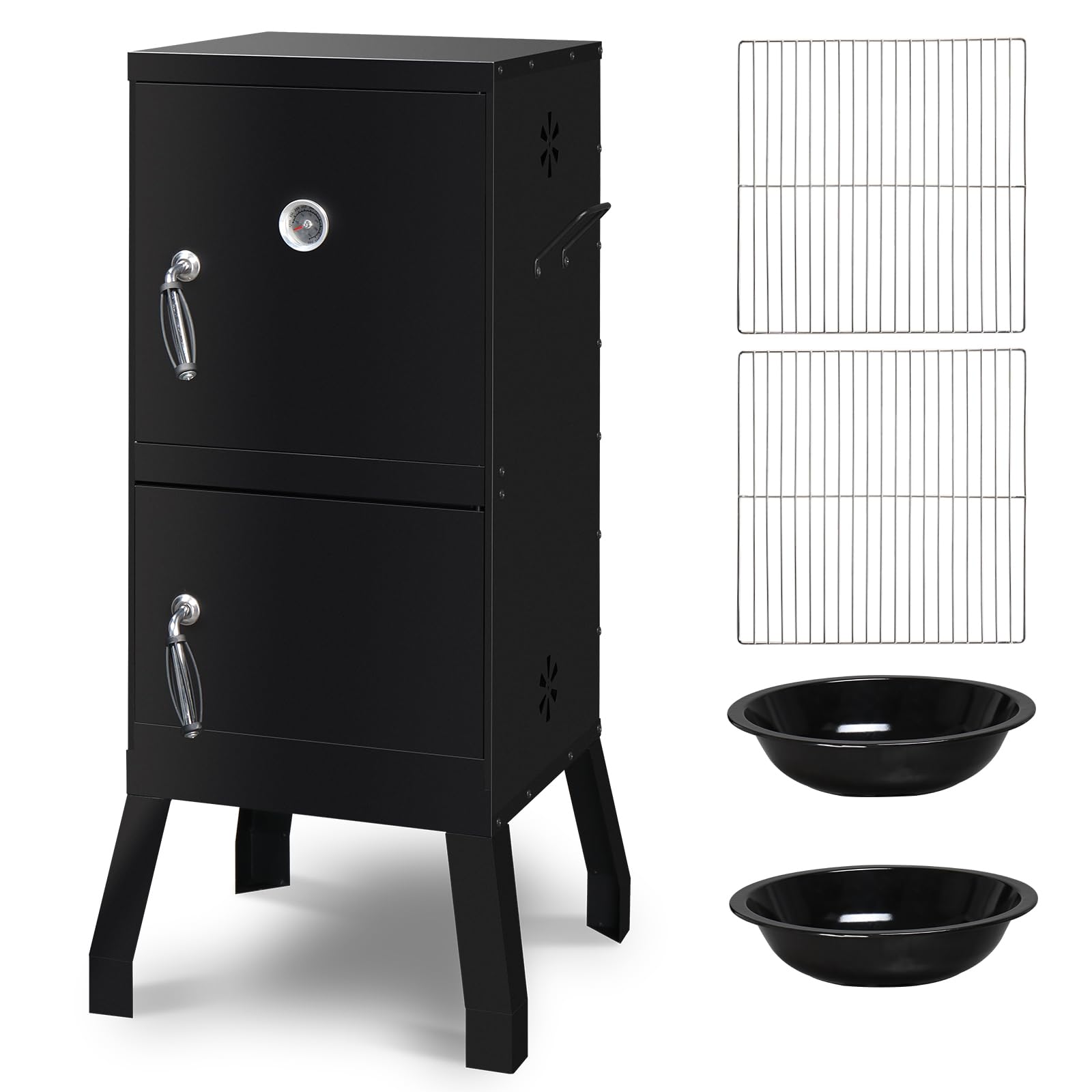 ROVSUN 2-in-1 Outdoor Smoker with Double Doors