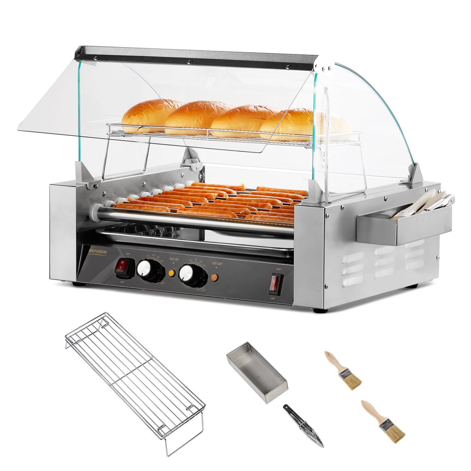 ROVSUN 9 Rollers 1,350W 110V 24 Hot Dog Roller Grill