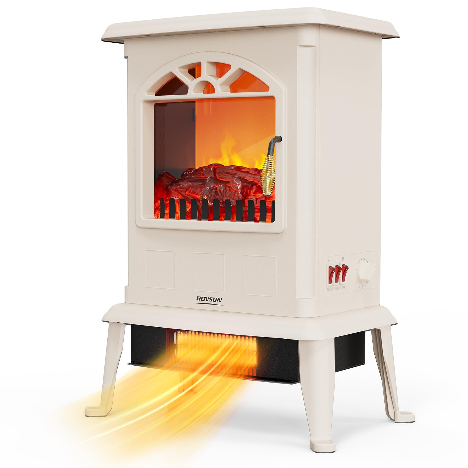 ROVSUN 22" High 1500W 120V Electric Fireplace Stove Milky White