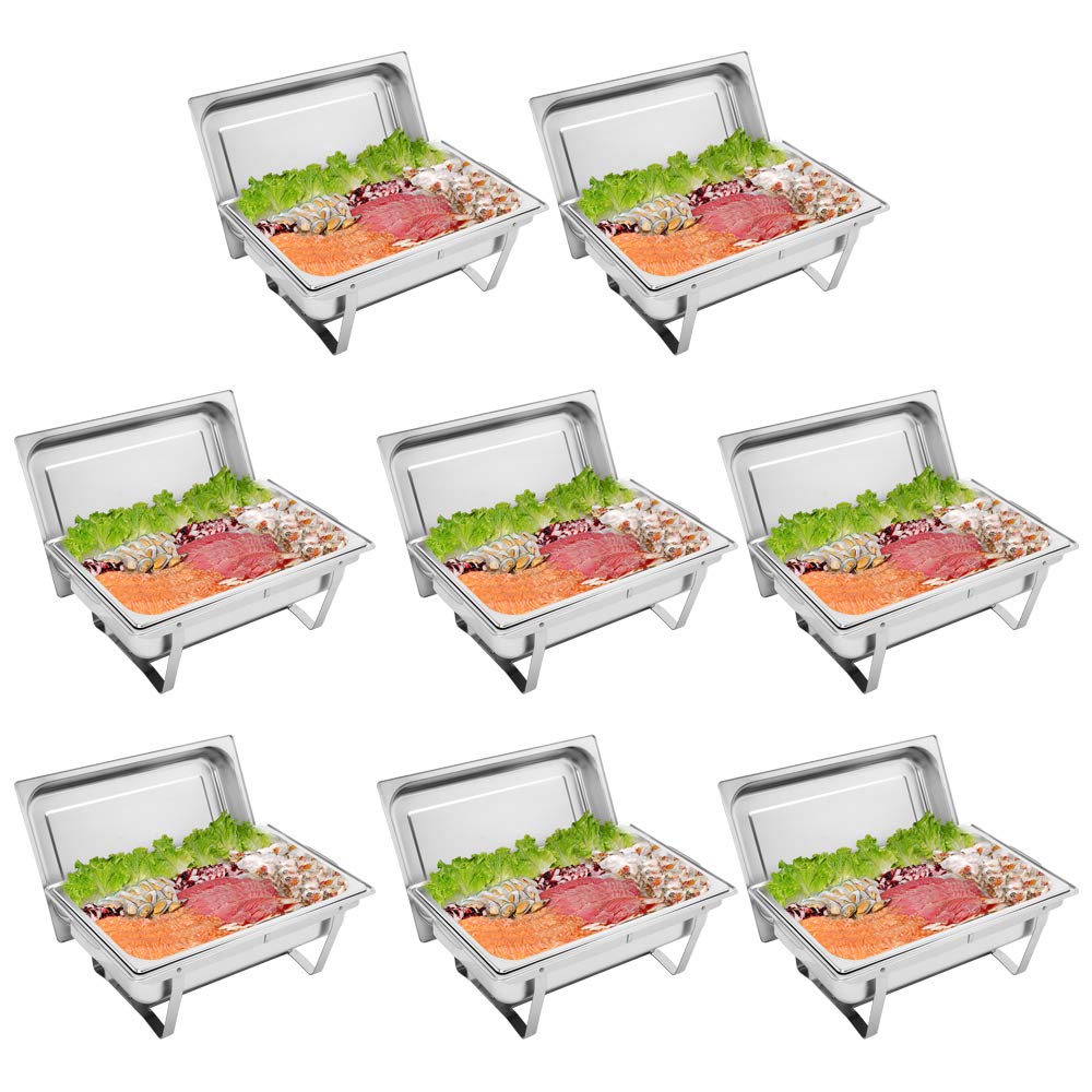 ROVSUN 8 QT Rectangle Chafing Dish Buffet Set with Full Size Pans