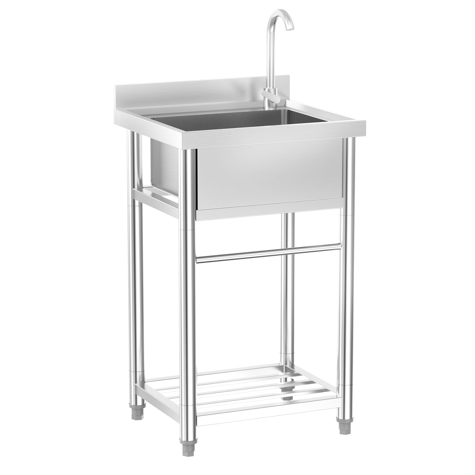 ROVSUN 22" x 20" One Bowl Stainless Steel Sink with Faucet
