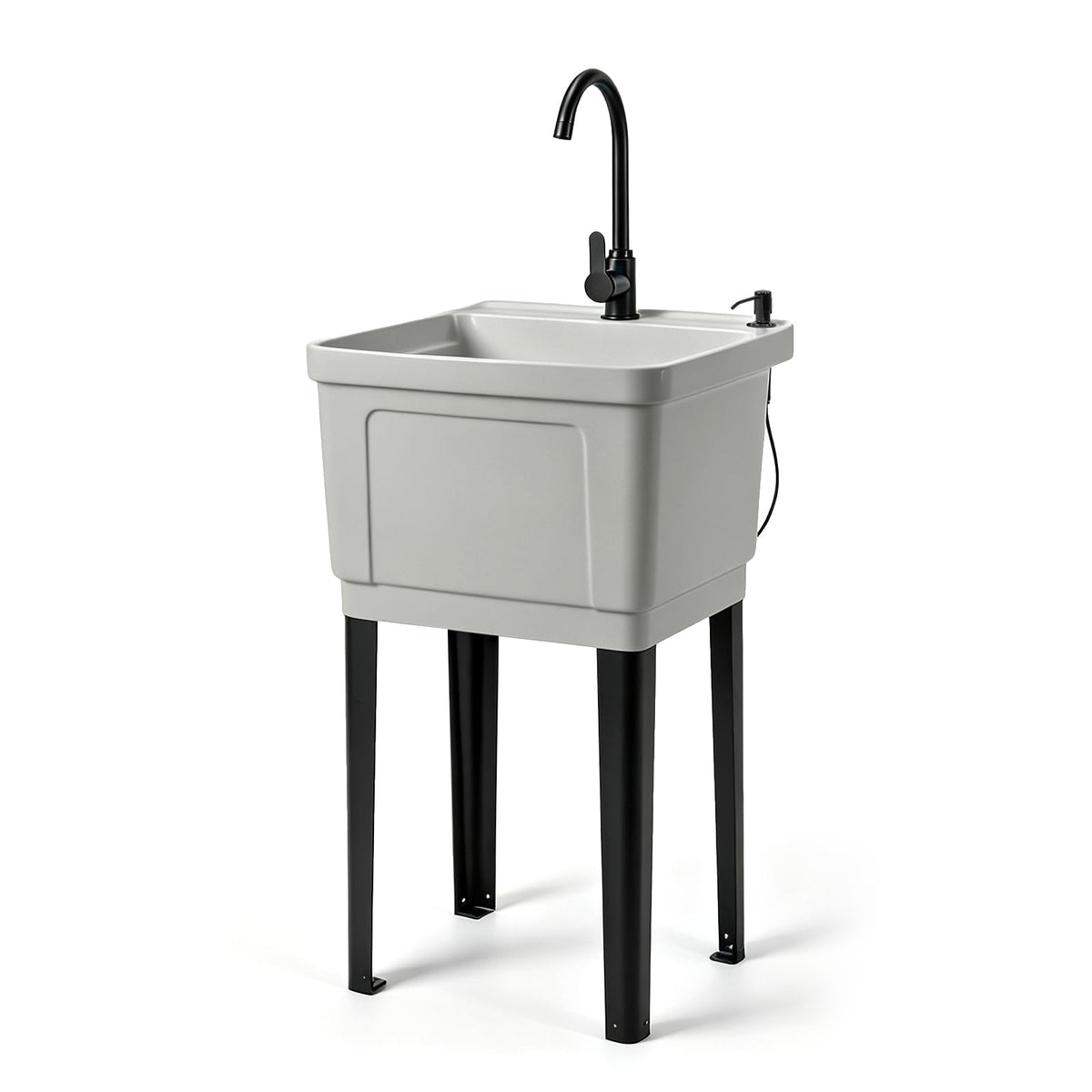 ROVSUN 20" X 19" Plastic Utility Sink Freestanding with Faucet Gray