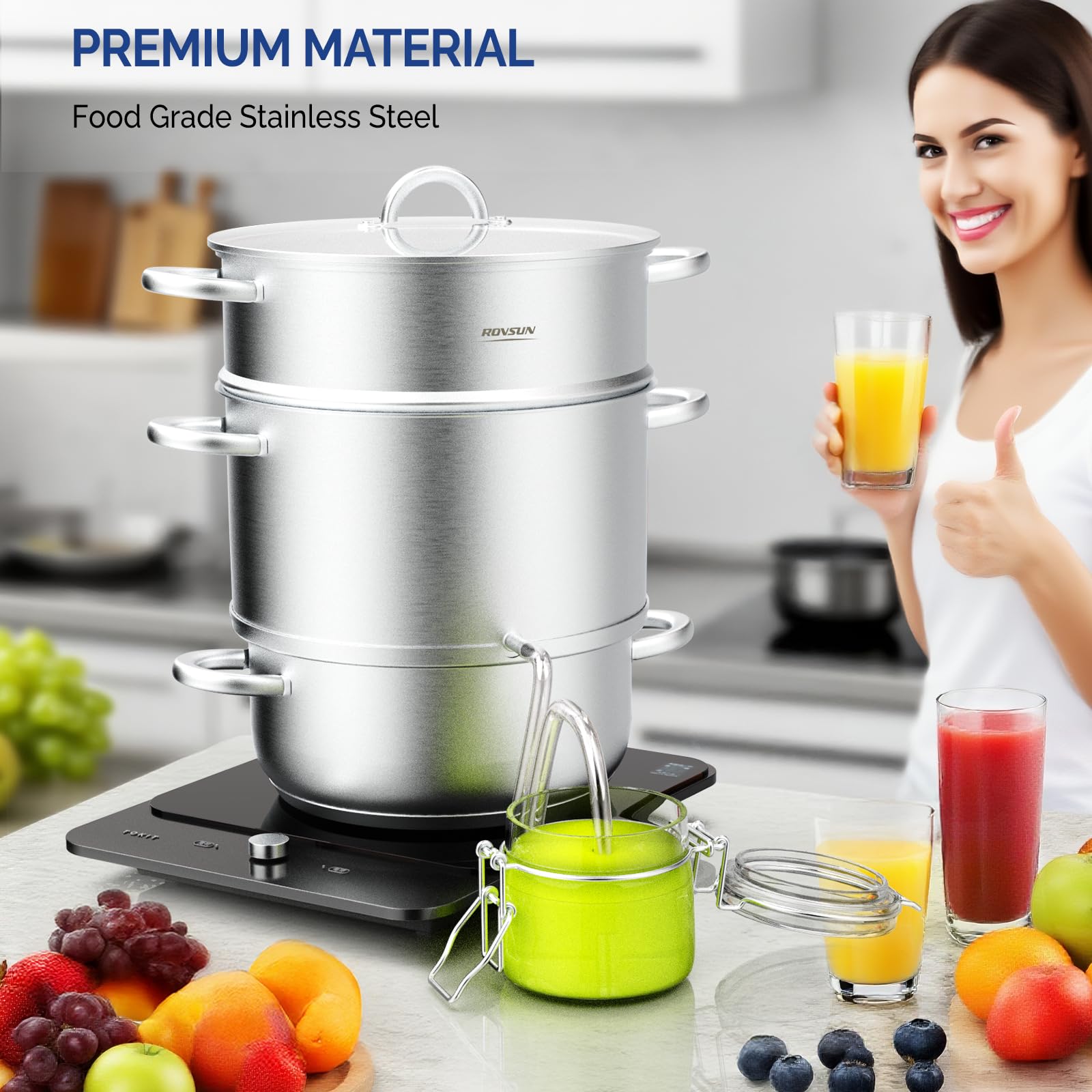 ROVSUN 11 QT Stainless Steel Juice Steamer Pot