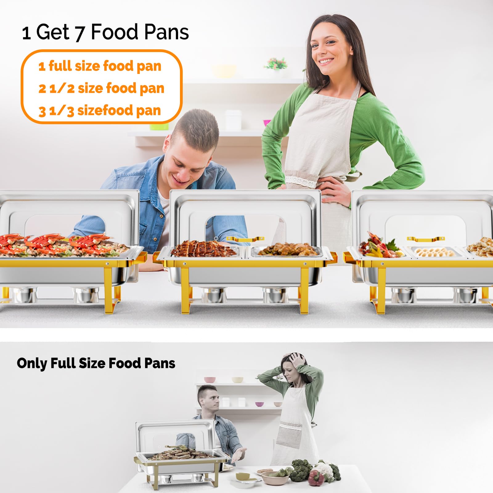ROVSUN 9 QT Rectangle Chafing Dish Set with Glass Lid & Folding Frame