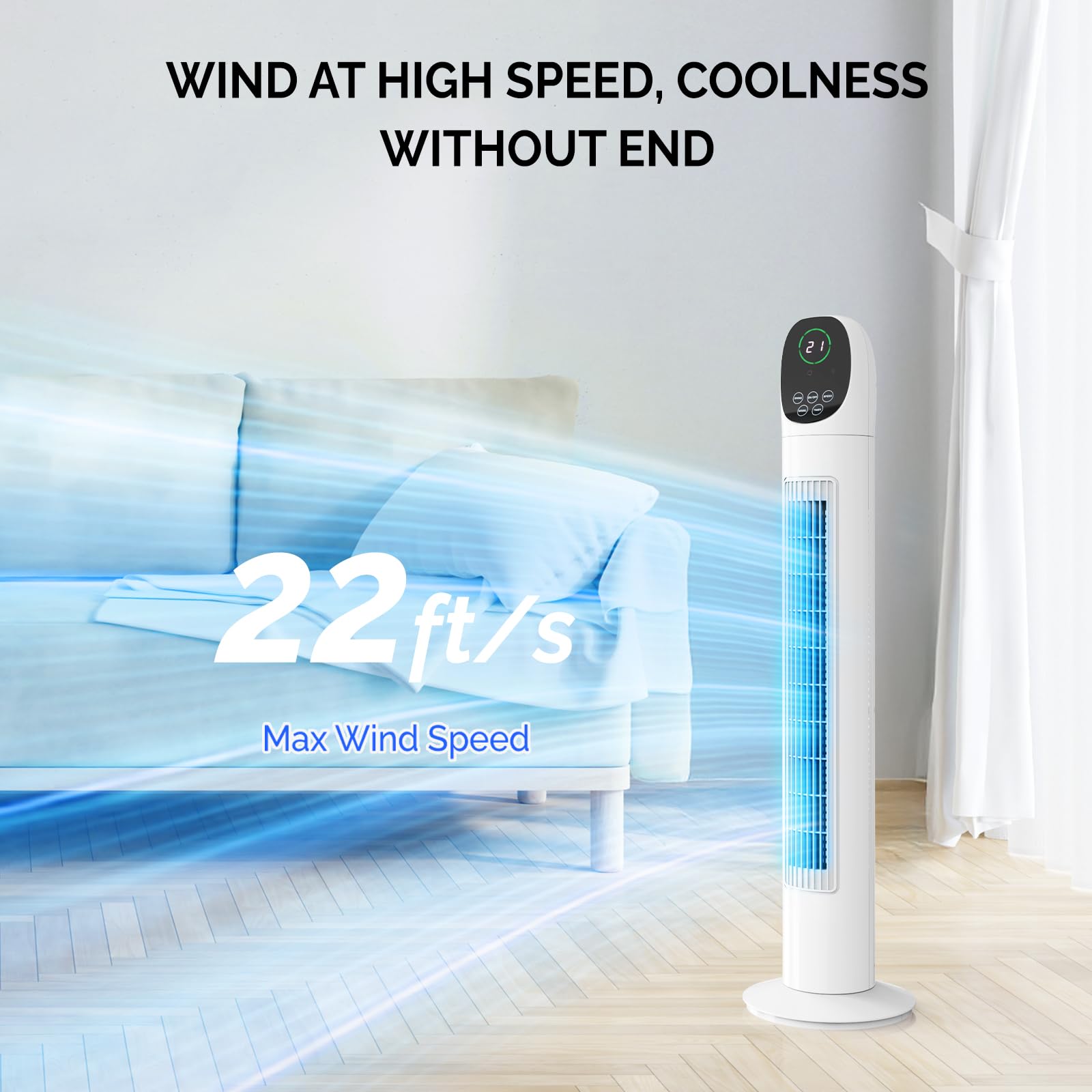 ROVSUN 34" 50W 110V Tower Fan with 3 Speeds