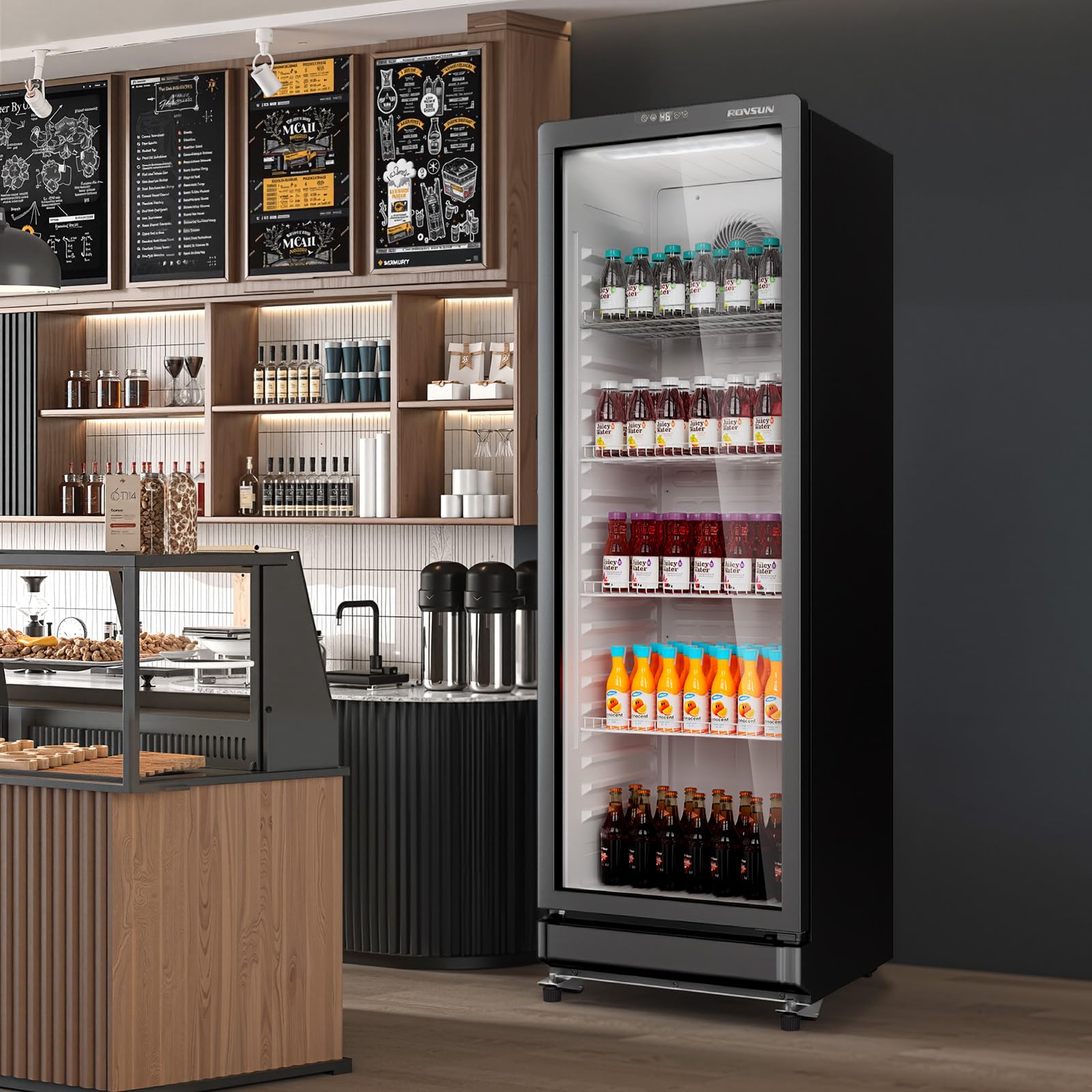 ROVSUN 21" 10 Cu.Ft. Black Glass Door Merchandising Refrigeration