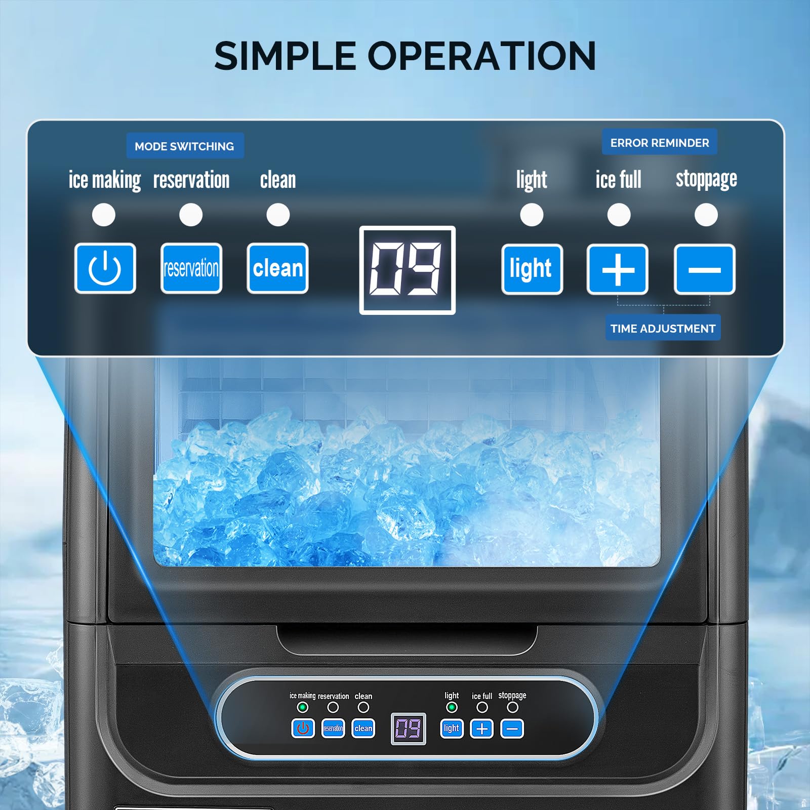 ROVSUN 13" 90 lbs Air Cooled Ice Machine Countertop Black