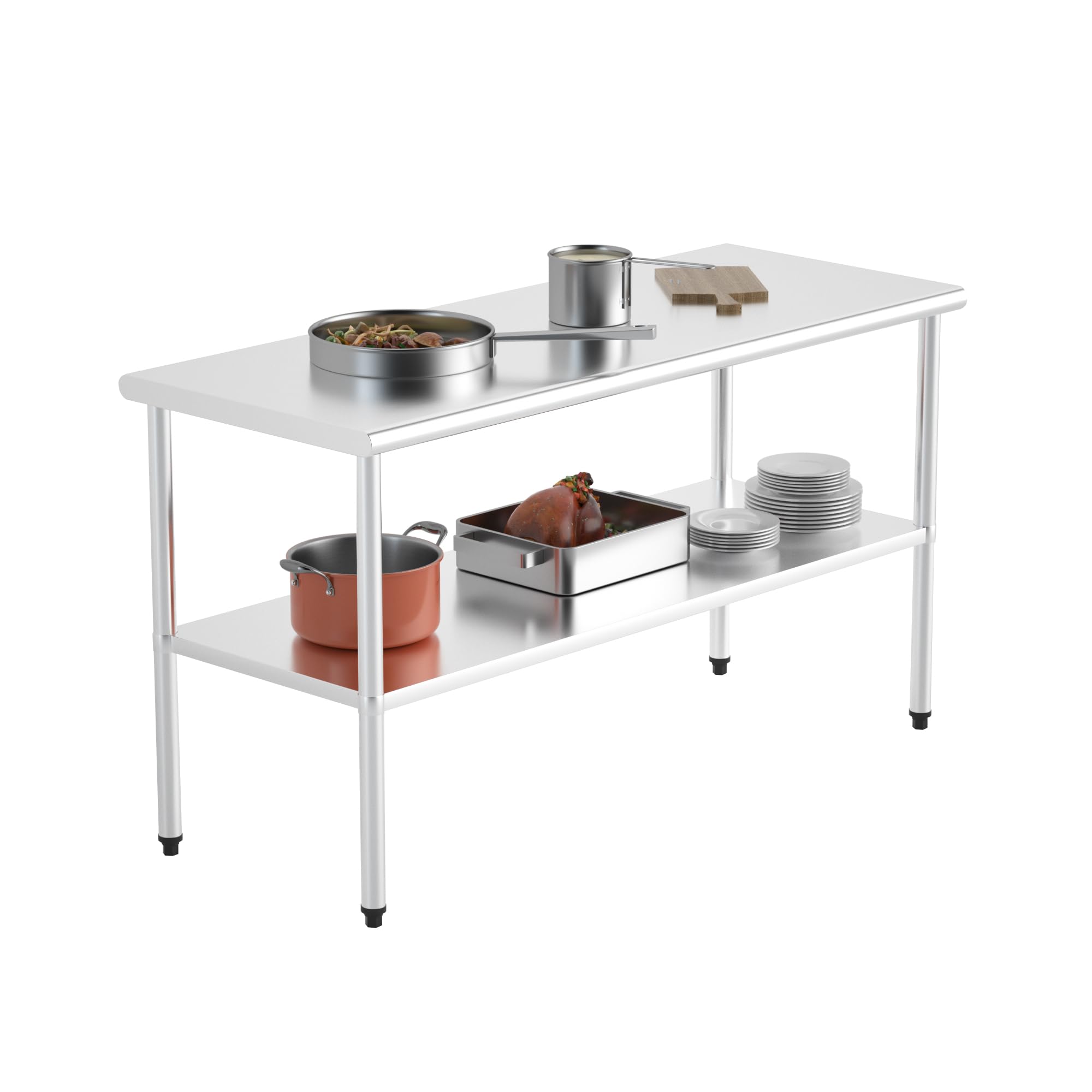 ROVSUN 60" x 24" Stainless Steel Table with Undershelf