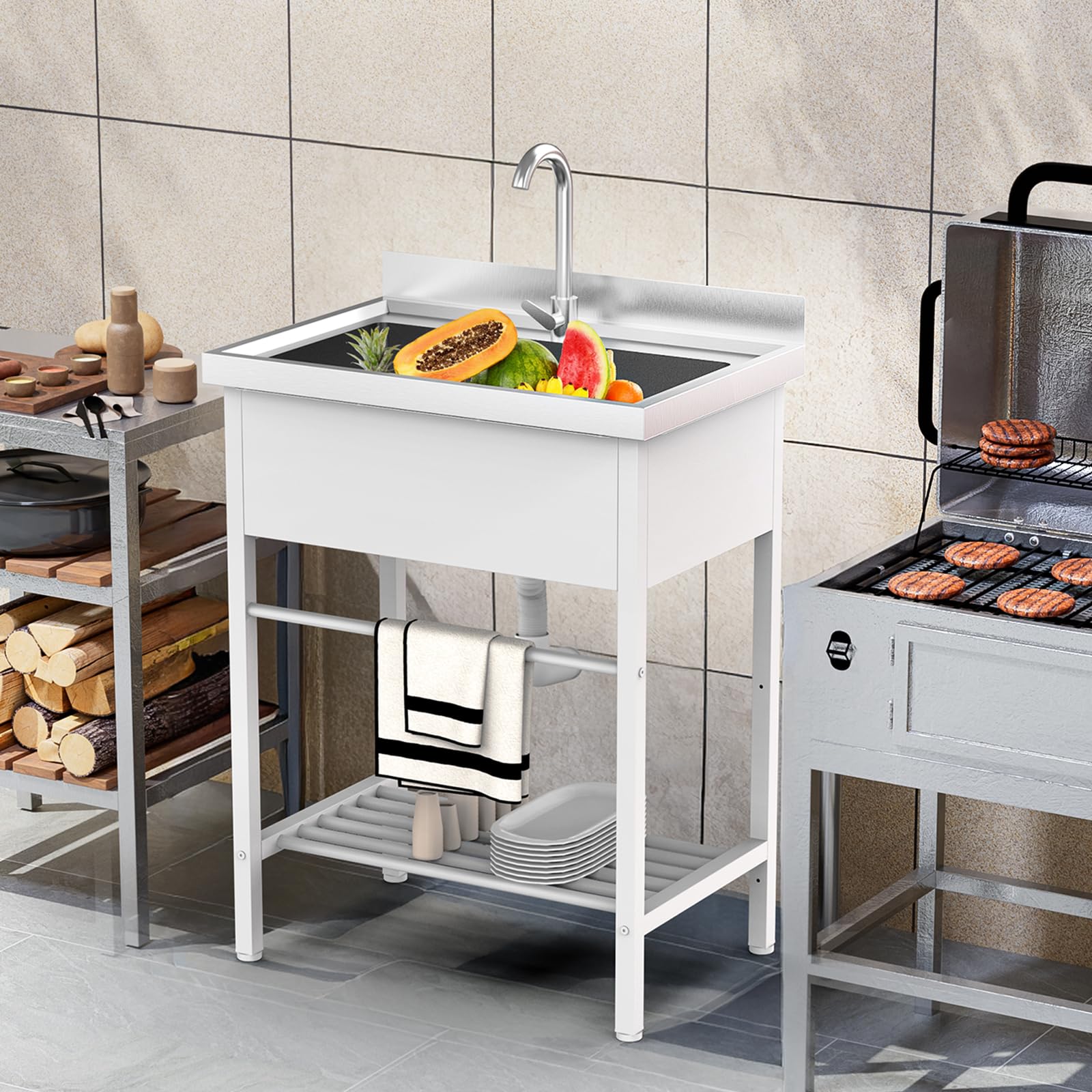 ROVSUN 28" x 19" One Bowl Stainless Steel Sink with Faucet