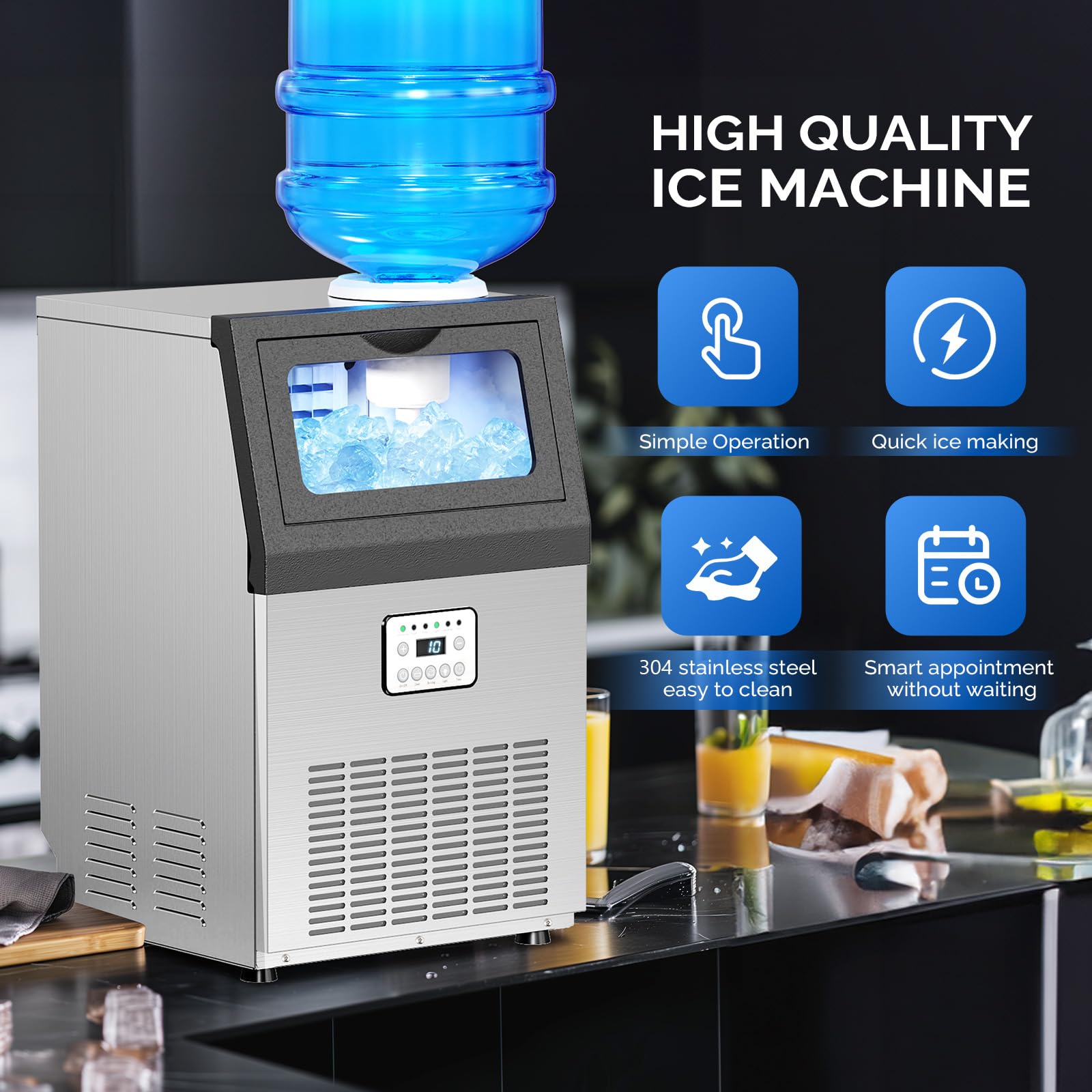 ROVSUN 14" 80 lbs Air Cooled Ice Machine Countertop